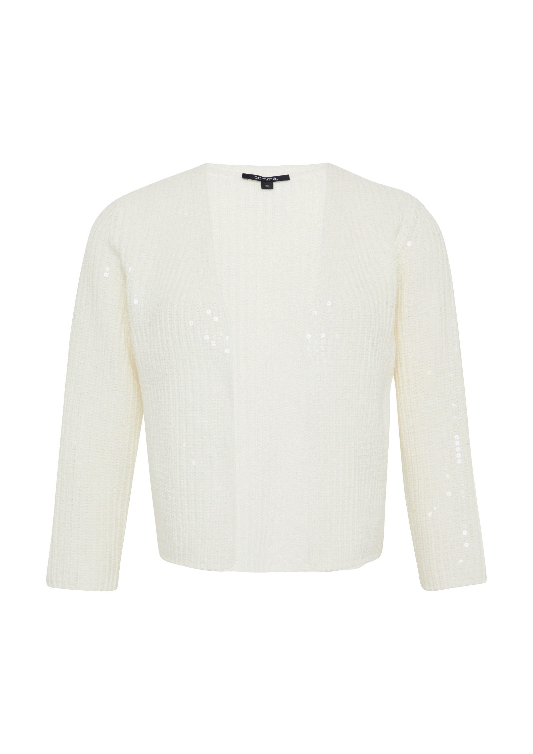 comma Cardigan Strickjacke Kurzer Ripp-Cardigan mit Pailletten günstig online kaufen