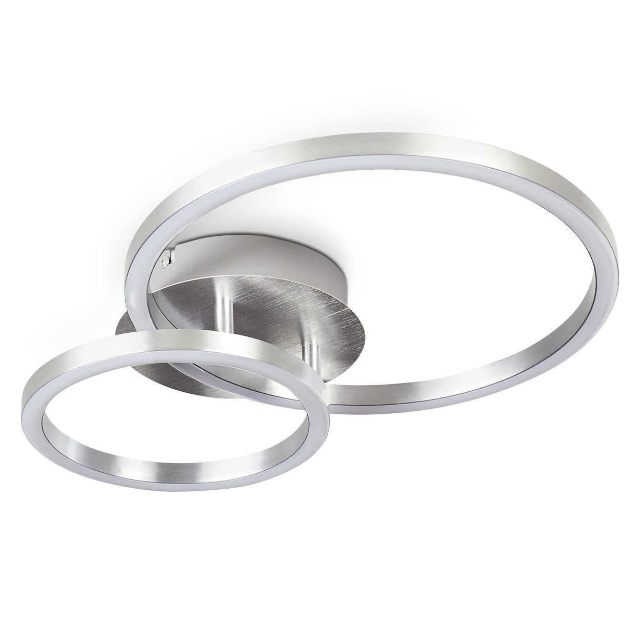 hofstein Deckenleuchte »Ferrandina« Deckenlampe aus Metall/Kunststoff in Nickel-matt/Weiß, 3000 Kelvin, verstellbare Leuchte mit 2 Lichtringen, 18 Watt, 900 Lumen