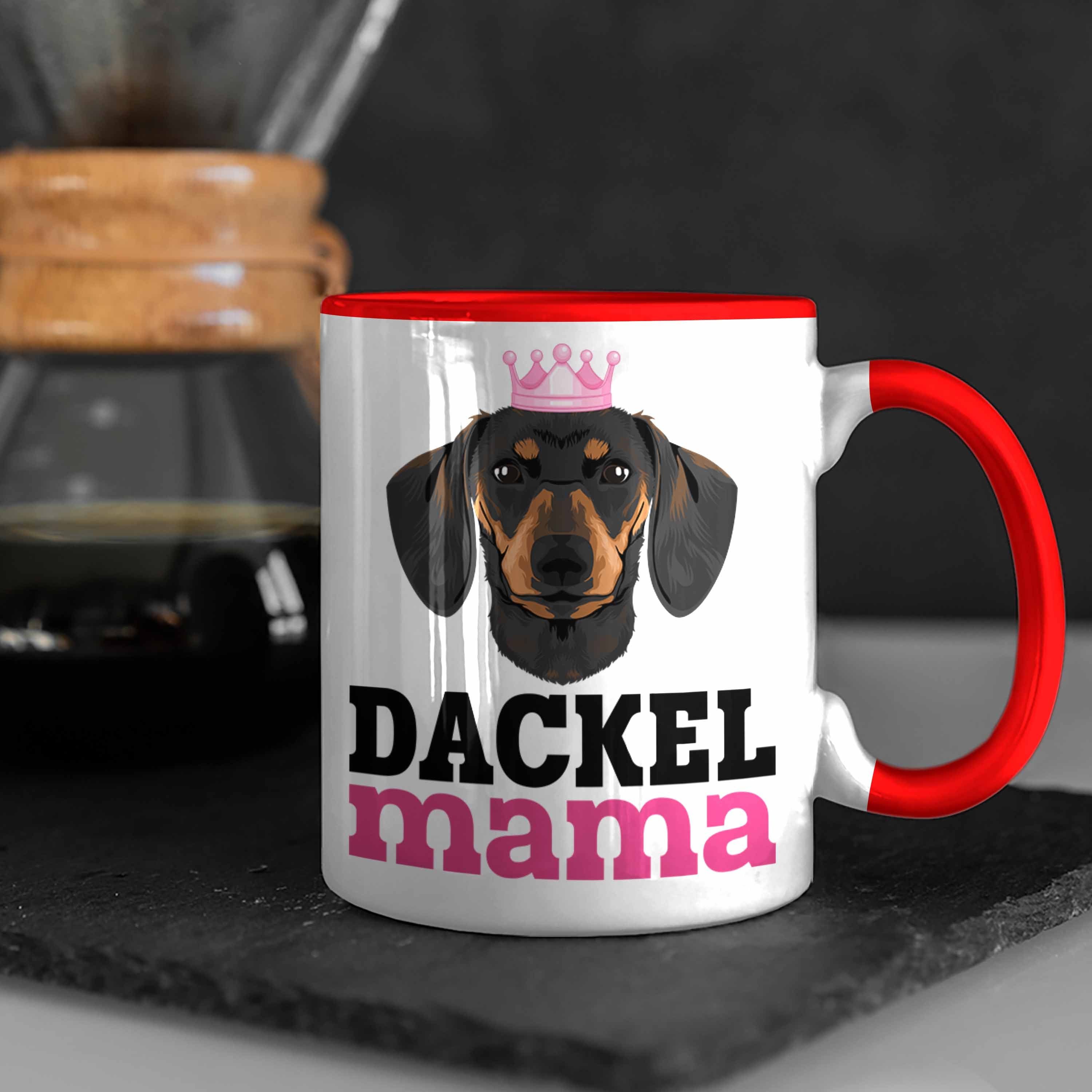 Trendation Tasse Dackel Tasse Lustig Dackel Geschenke Mama Dachshund Rauhaardackel Rot