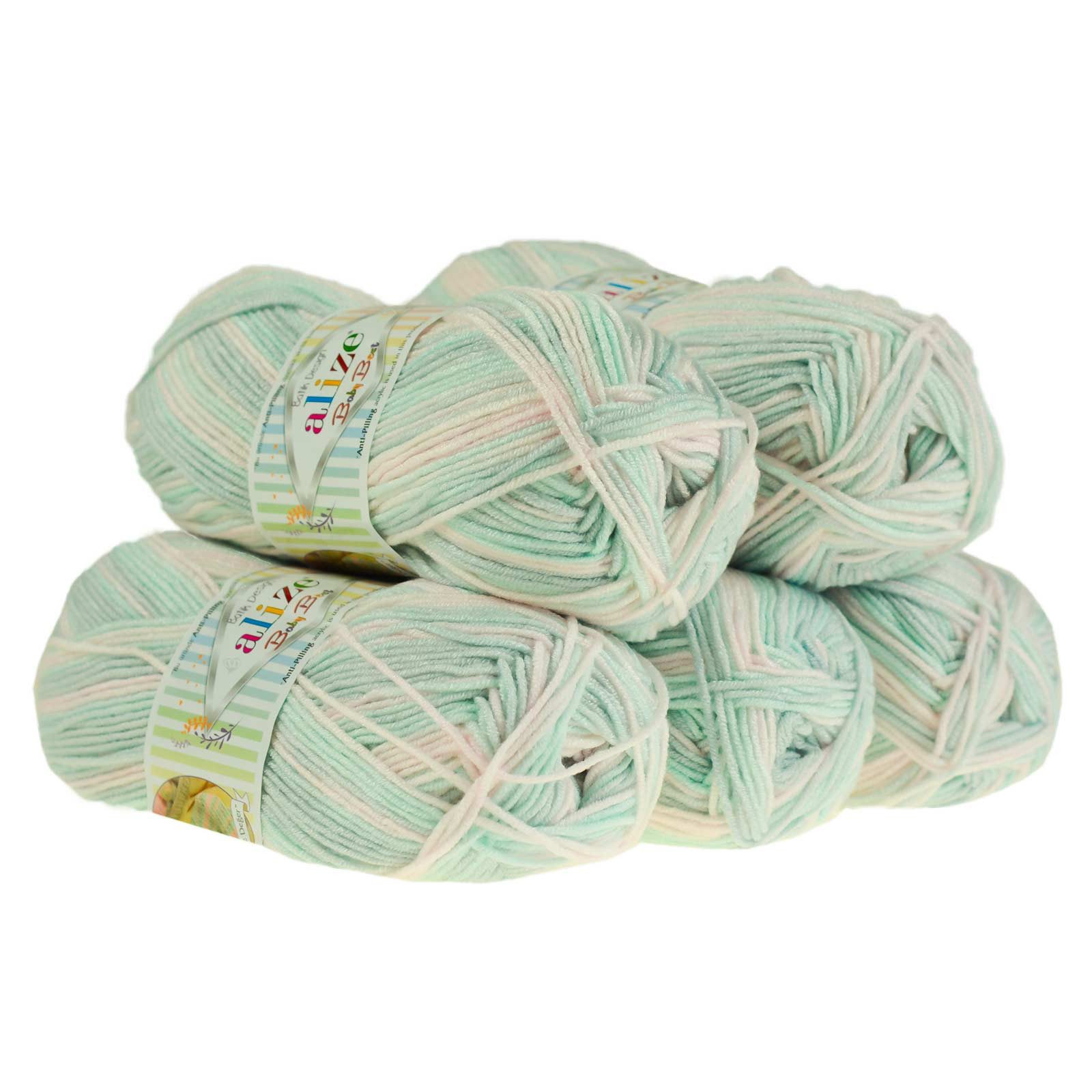 Alize 5 x 100g Strickgarn ALIZE Baby Best Batik Antipilling Häkelwolle, 240 m (Sparpaket), 6623