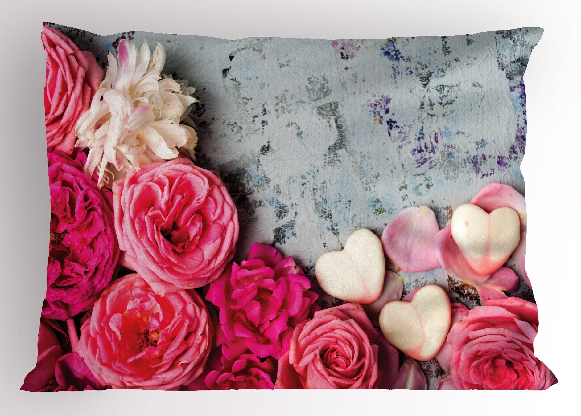 Kissenbezug, Size Kissenbezüge Stück), Rose Standard Abakuhaus Gerahmte (1 King Blumen-Foto Gedruckter Dekorativer Vintage