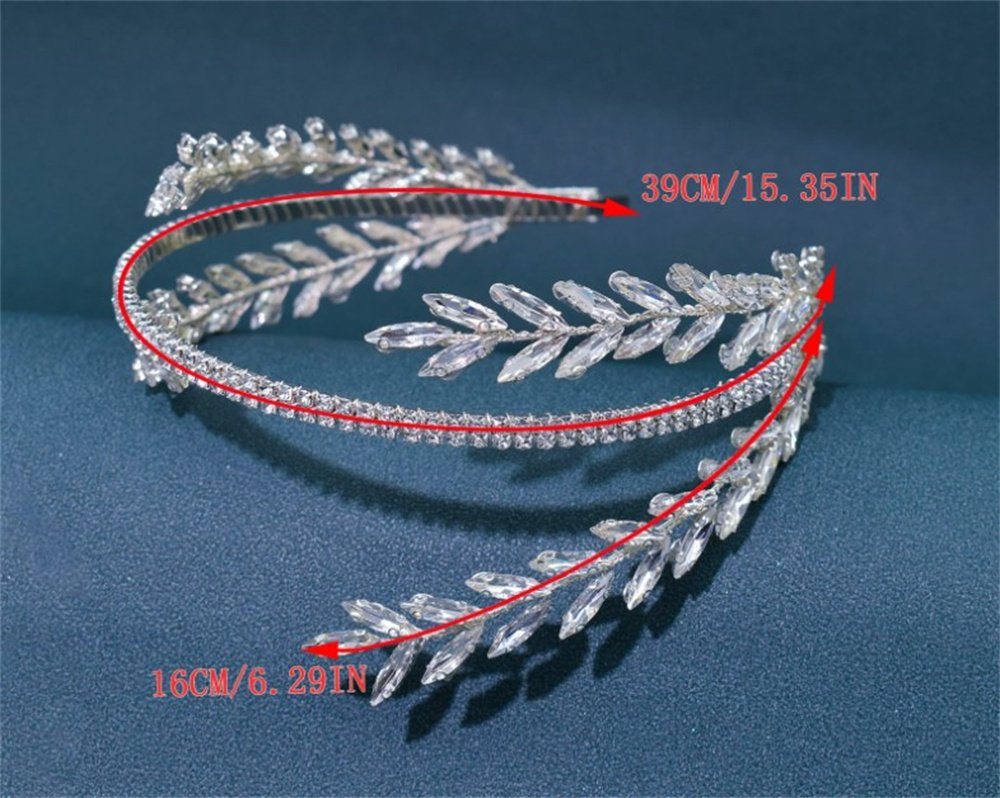 GLAMO Diadem Silber Diamant-Haarschmuck,Hochzeits-Haarschmuck Braut-Haarbänder,
