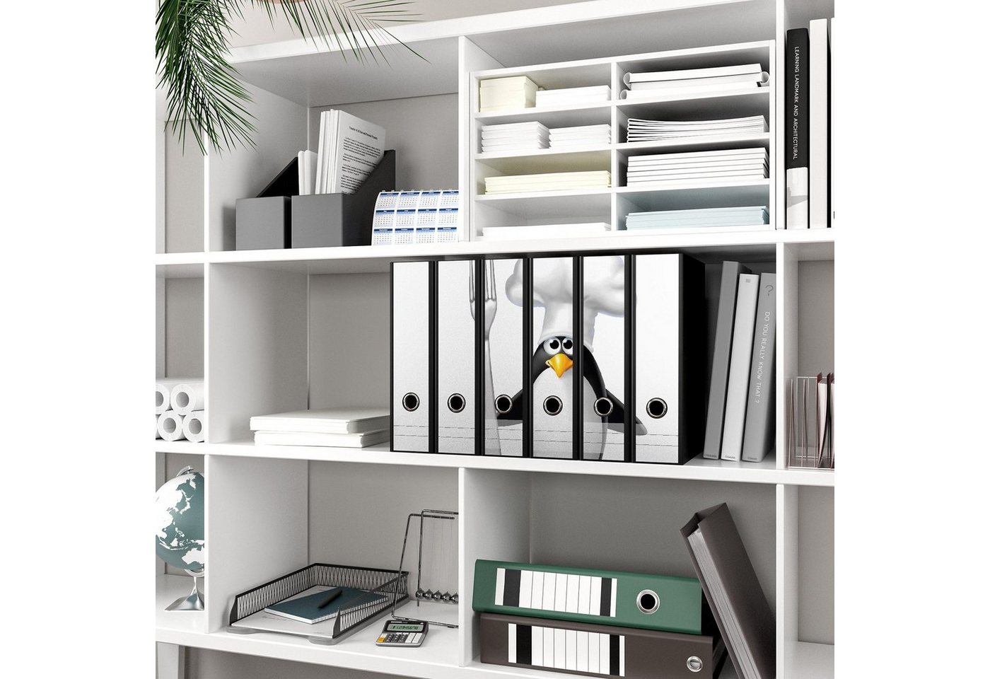 Thumbnail - Wallario Etiketten Pinguin Koch, Ordnerrücken-Sticker in verschiedenen Ausführungen