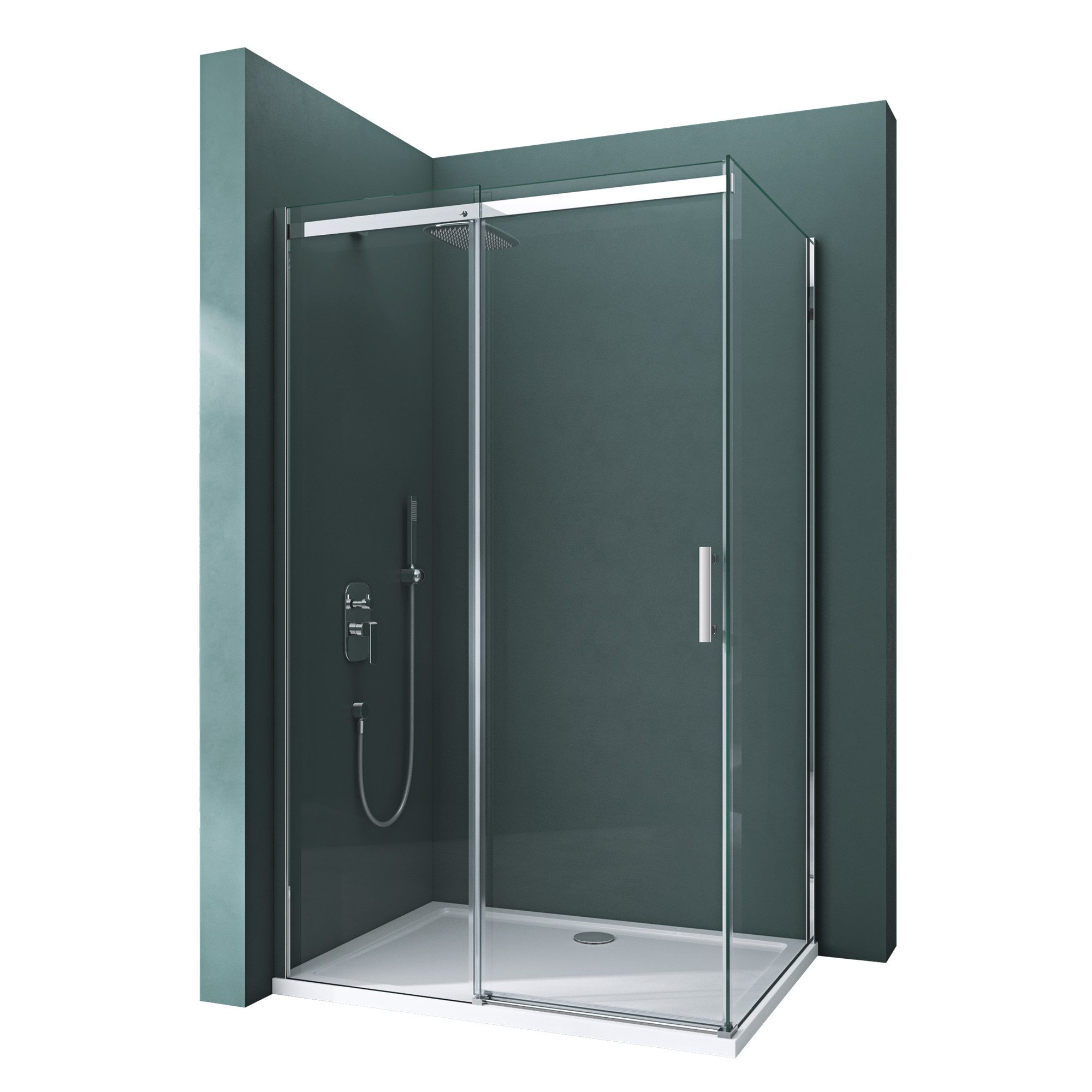 Mai & Mai Eckdusche Eckdusche mit Duschtasse und Schiebetür aus 8 mm ESG-Glas Nano Rav18, BxT: 100x70 cm, Einscheibensicherheitsglas, Rahmenlose Duschabtrennung mit Türeinstieg links