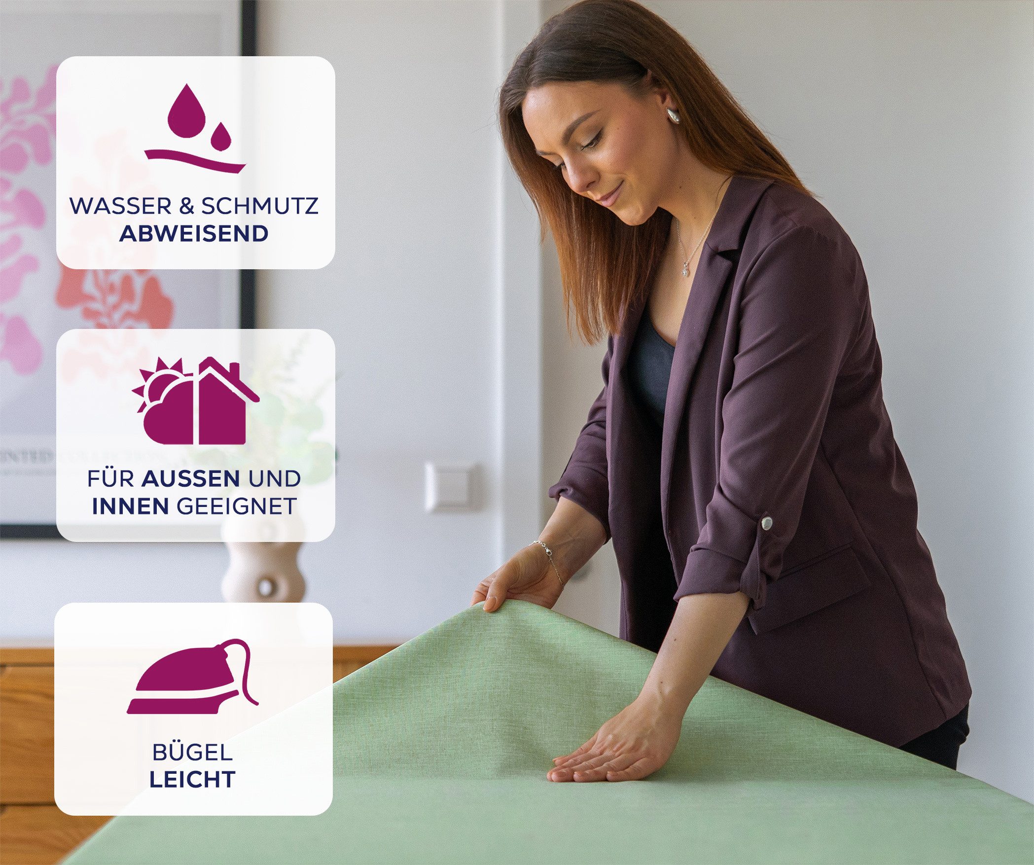 Beautex Tischdecke Fleckenabweisende bügelfreie Tischdecke mit Lotuseffekt, Leinenoptik (1-tlg)