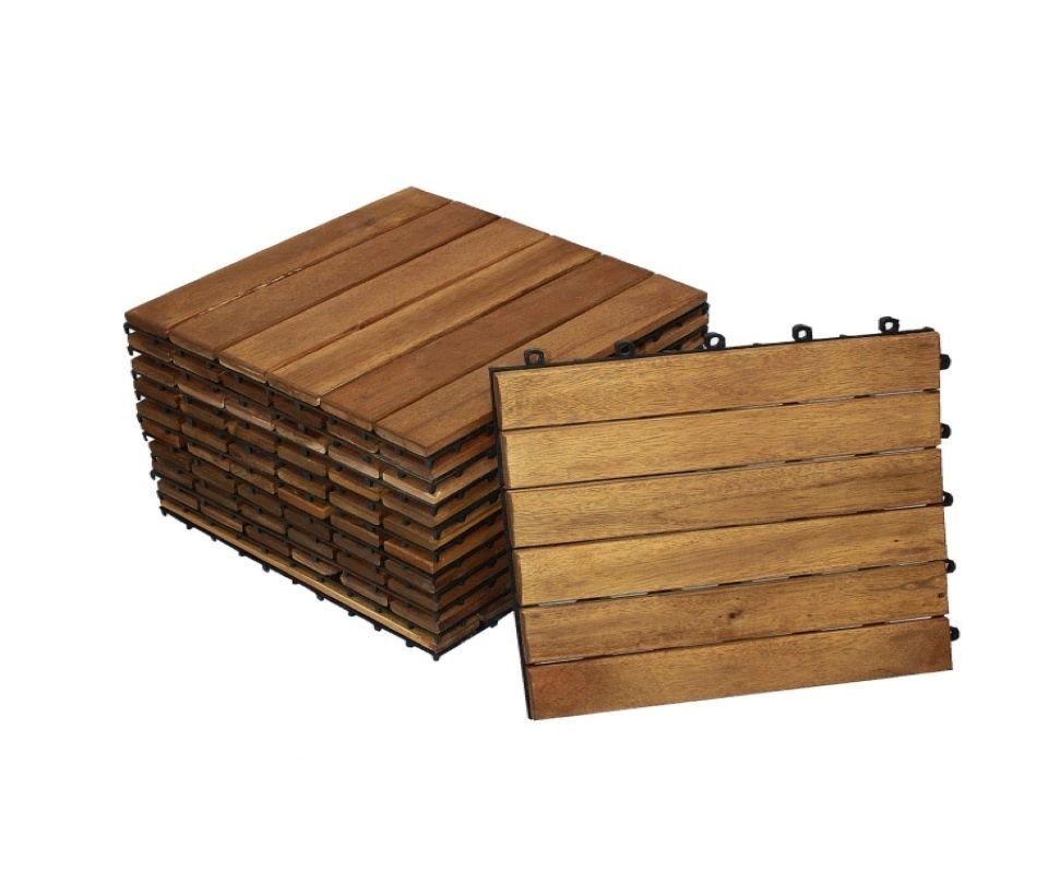 Junado® Holzfliesen Rico 01, 33 St., Holzfliese mit Drainagensystem, Stecksystem, einzeln oder im Set