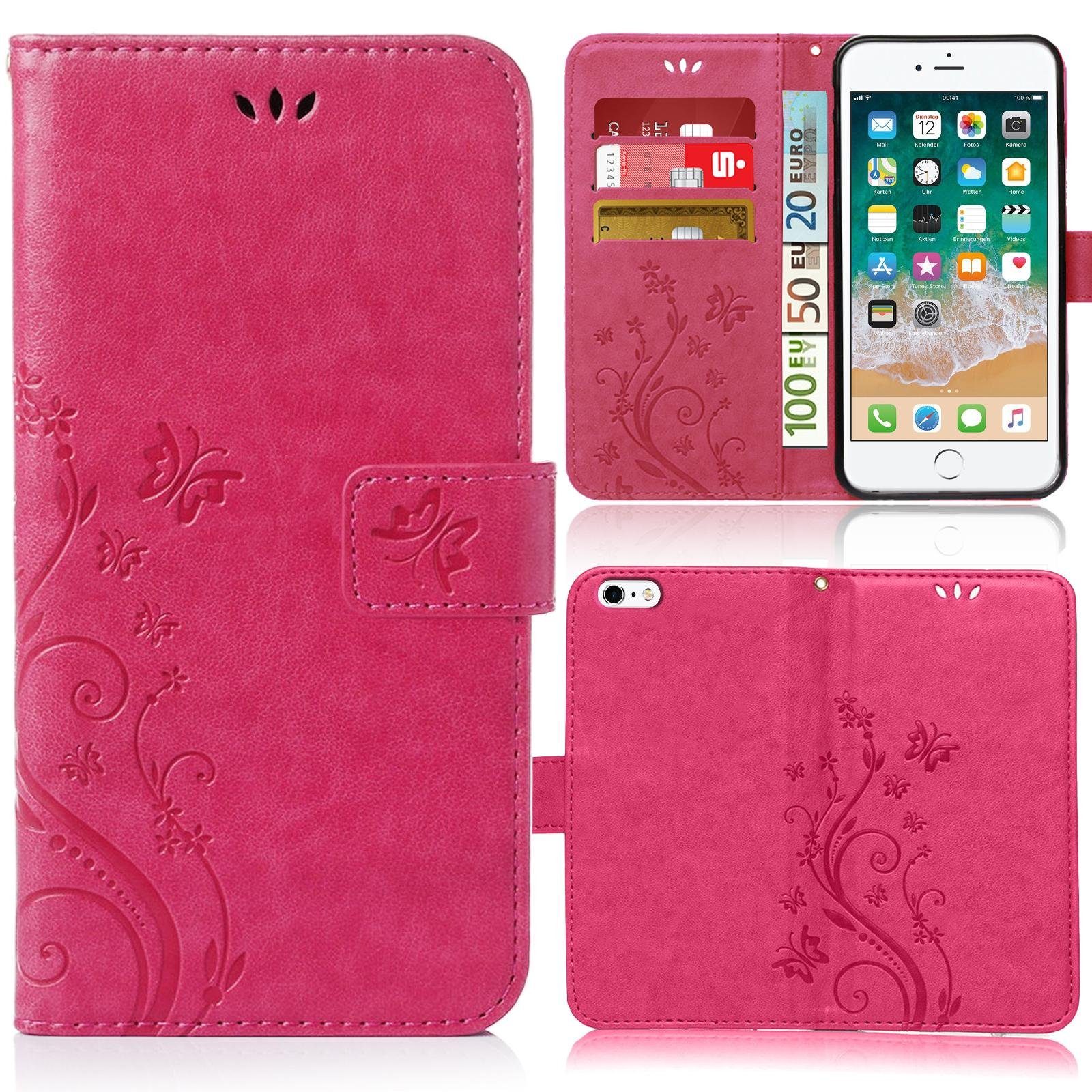 Numerva Handyhülle Bookstyle Flower für Apple Iphone 6, Handy Tasche Schutzhülle Klapphülle Flip Cover mit Blumenmuster