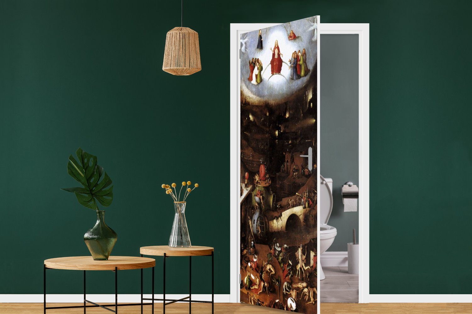 MuchoWow Fototapete St), Gemälde Türtapete von Jüngste (1 für Tür, bedruckt, Gericht Bosch, 75x205 - cm Hieronymus Das Türaufkleber, Matt,