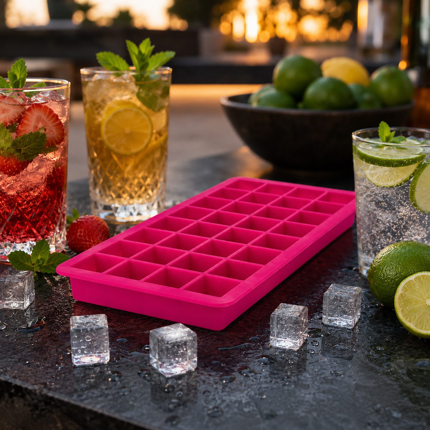 Lurch Eiswürfelform Eiswürfelbereiter Würfel 2 x 2 cm Fuchsia