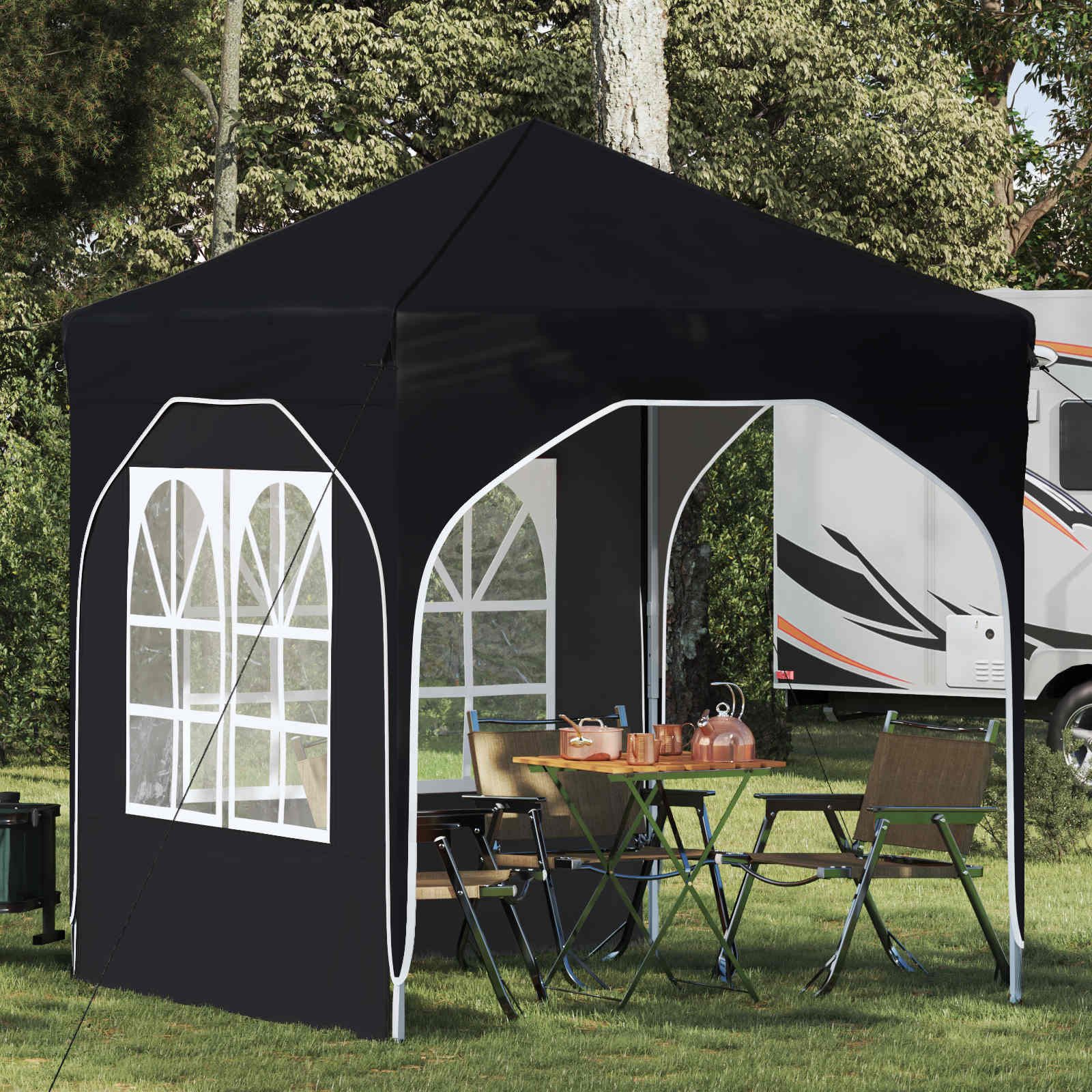 vidaXL Partyzelt Pop-up Partyzelt 192 x 192 x 245 cm Schwarz