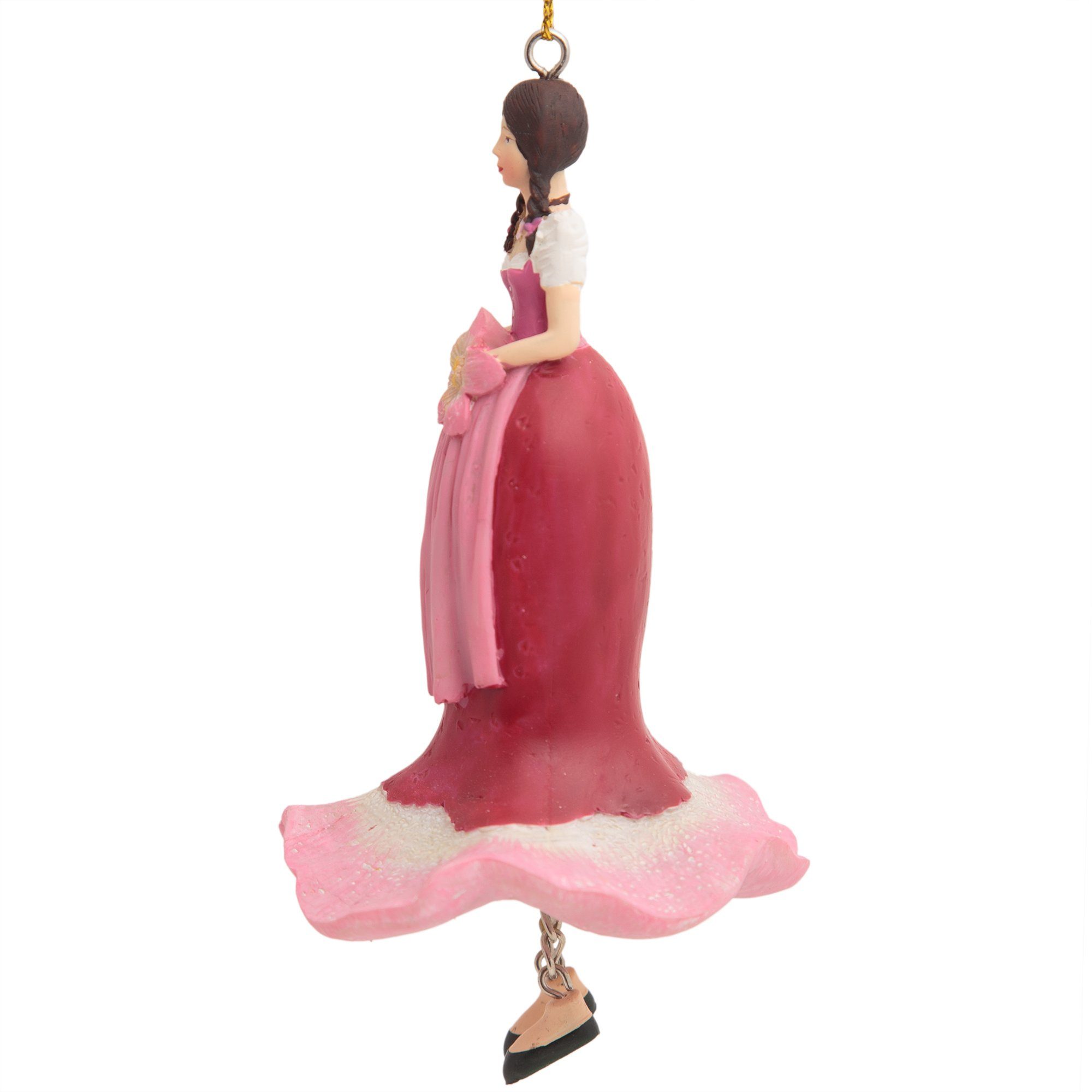 ROSEMARIE SCHULZ Heidelberg Dekofigur Blumenmädchen Alpenrose zum Hängen Dekohänger Blumen Deko-Hängefigur, Handbemalte Figur aus Polyresin