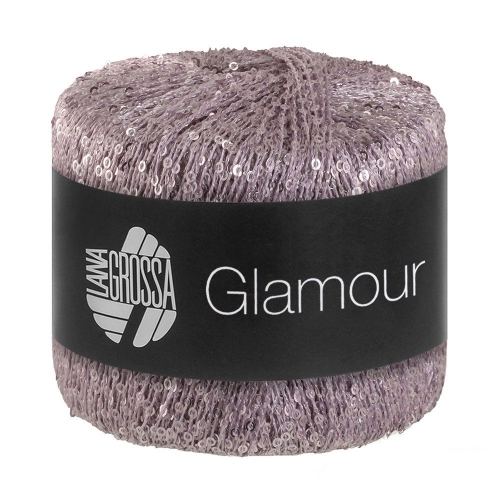 LANA GROSSA GLAMOUR Häkelwolle, 115 m (Beilaufgarn mit Pailletten für funkelnde Akzente), 25 g