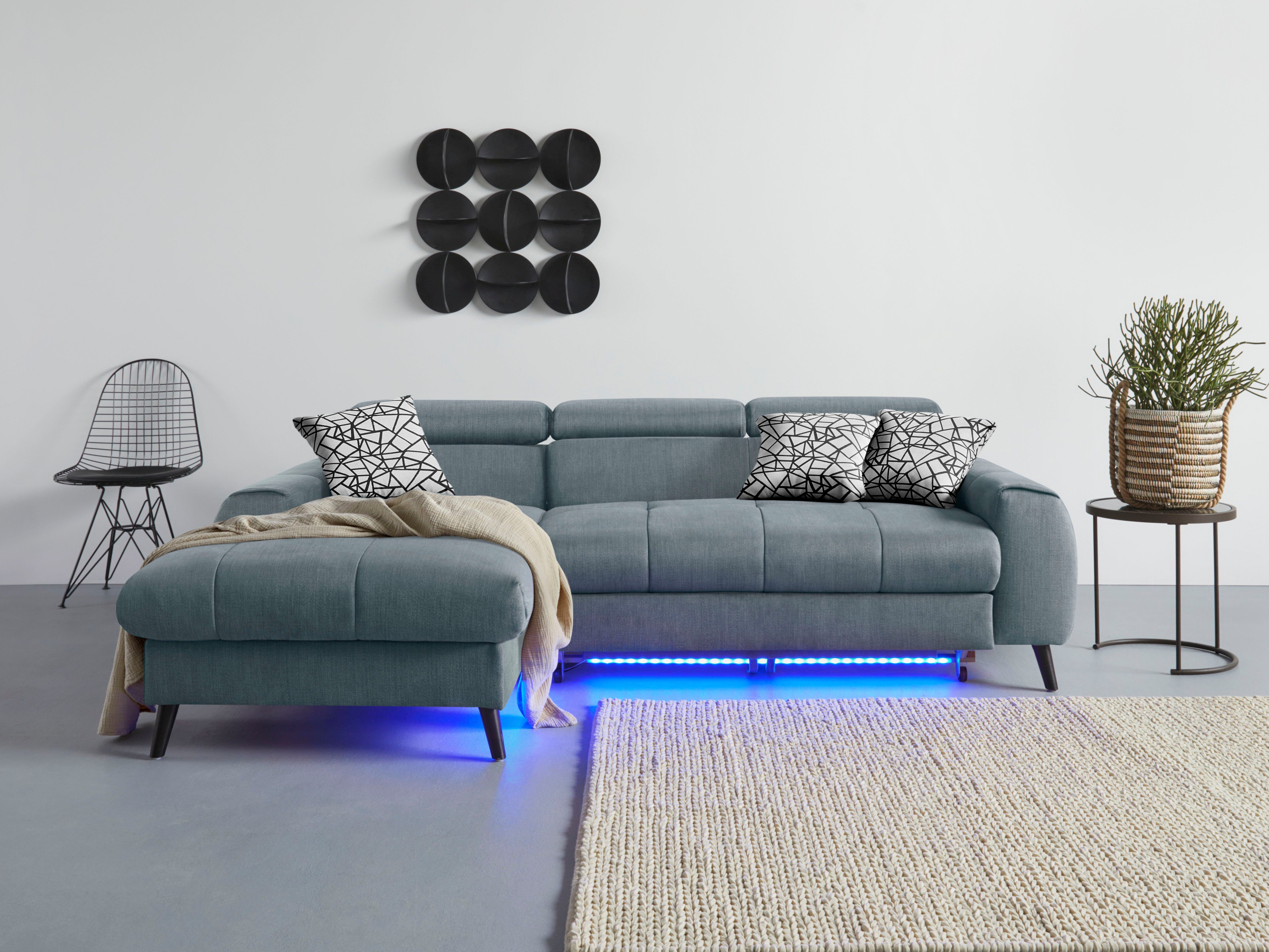 COTTA Ecksofa "Mia L-Form mit 3 Zierkissen", wahlweise mit Bettfunktion, Be günstig online kaufen