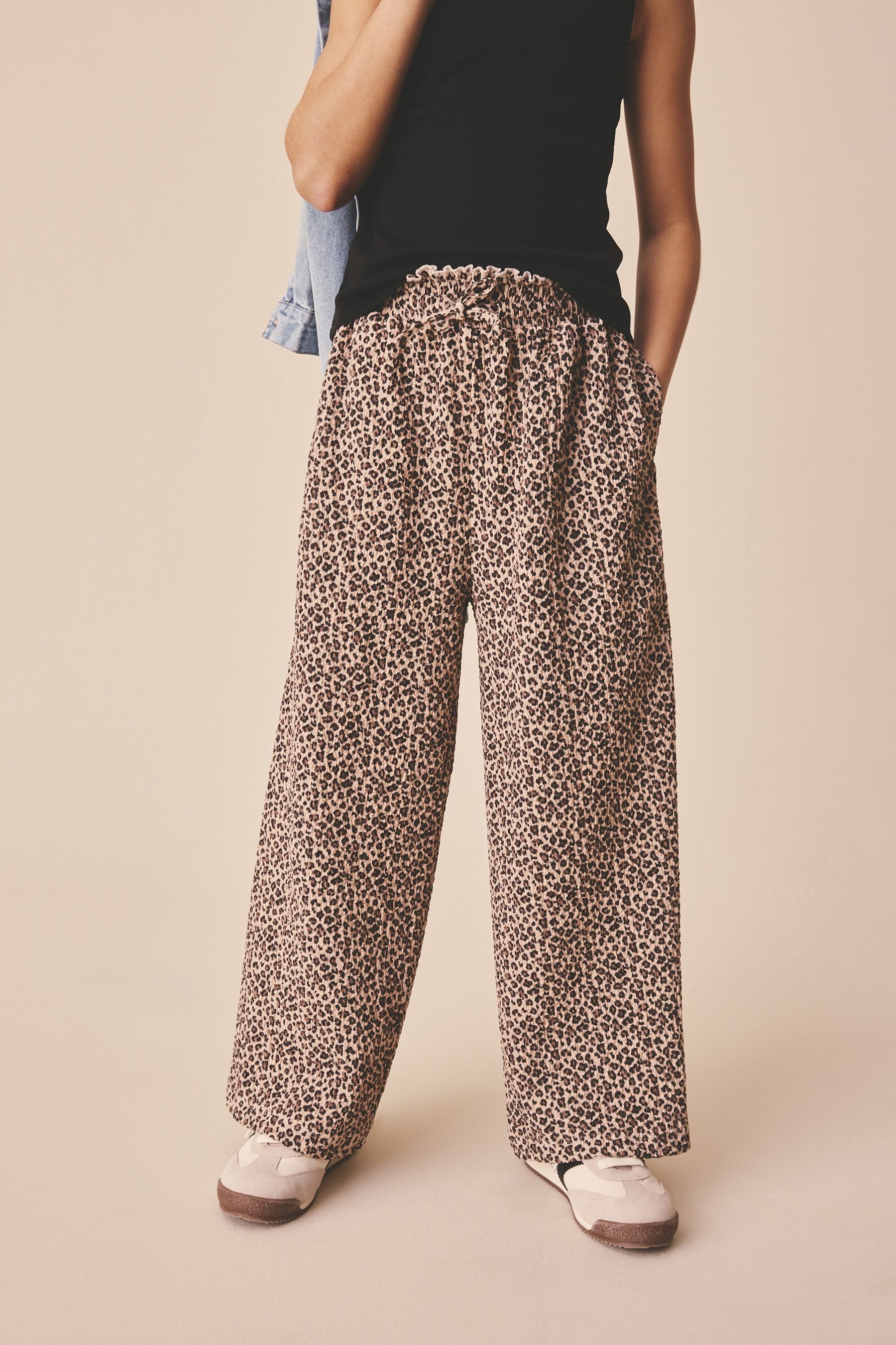 Next Palazzohose Hose mit weitem Bein in Knitteroptik (1-tlg)