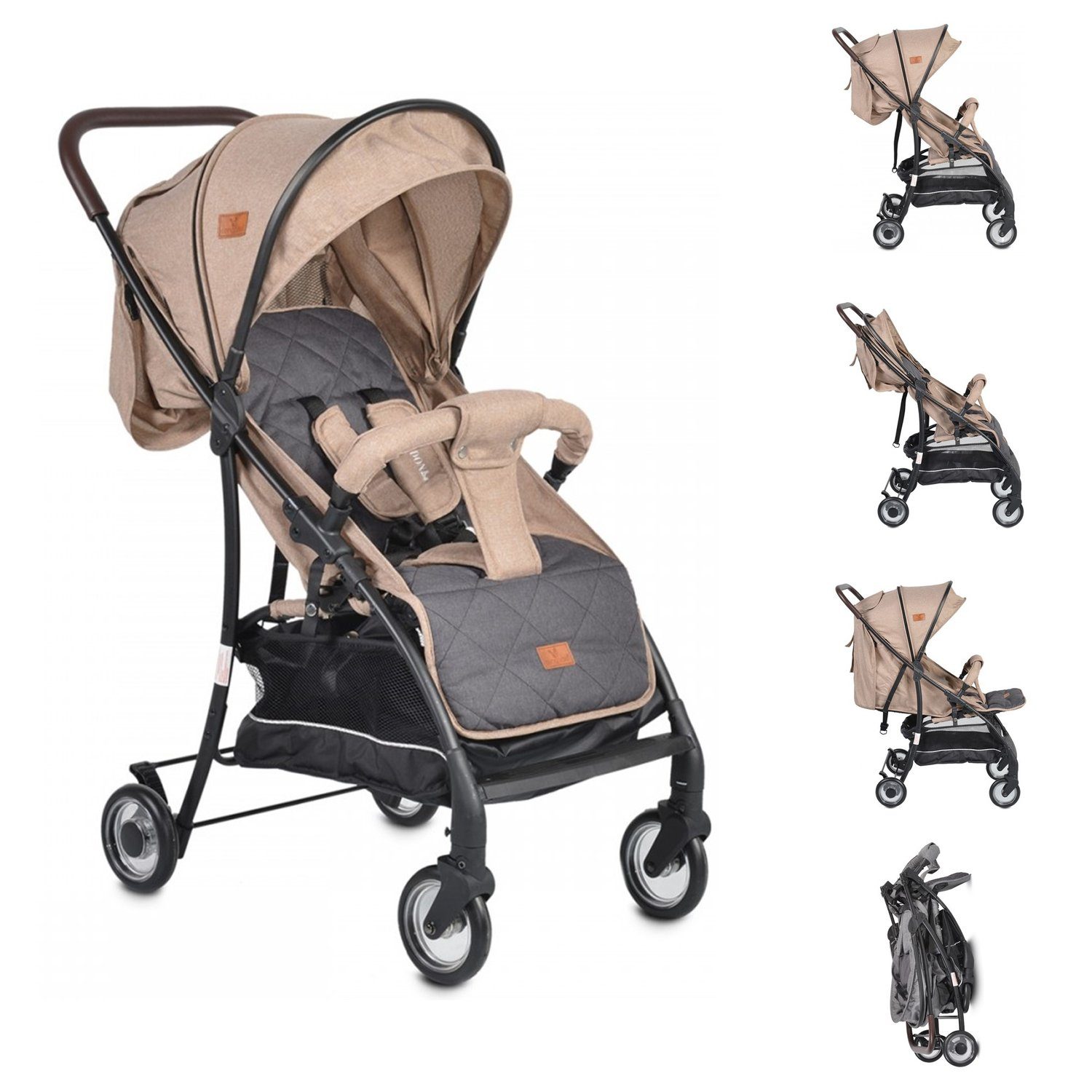 Kinder-Buggy London, Cangaroo Kinderwagen beige Aluminiumrahmen, Buggy, verstellbare Rückenlehne