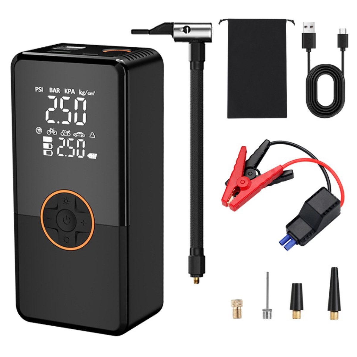 Platinet PMPBTP Powerbank 8000 mAh (5 V), 800 A, 8000 mAh, 140 PSI, 22 l/min, LCD, 200 lm COB, 4-in-1