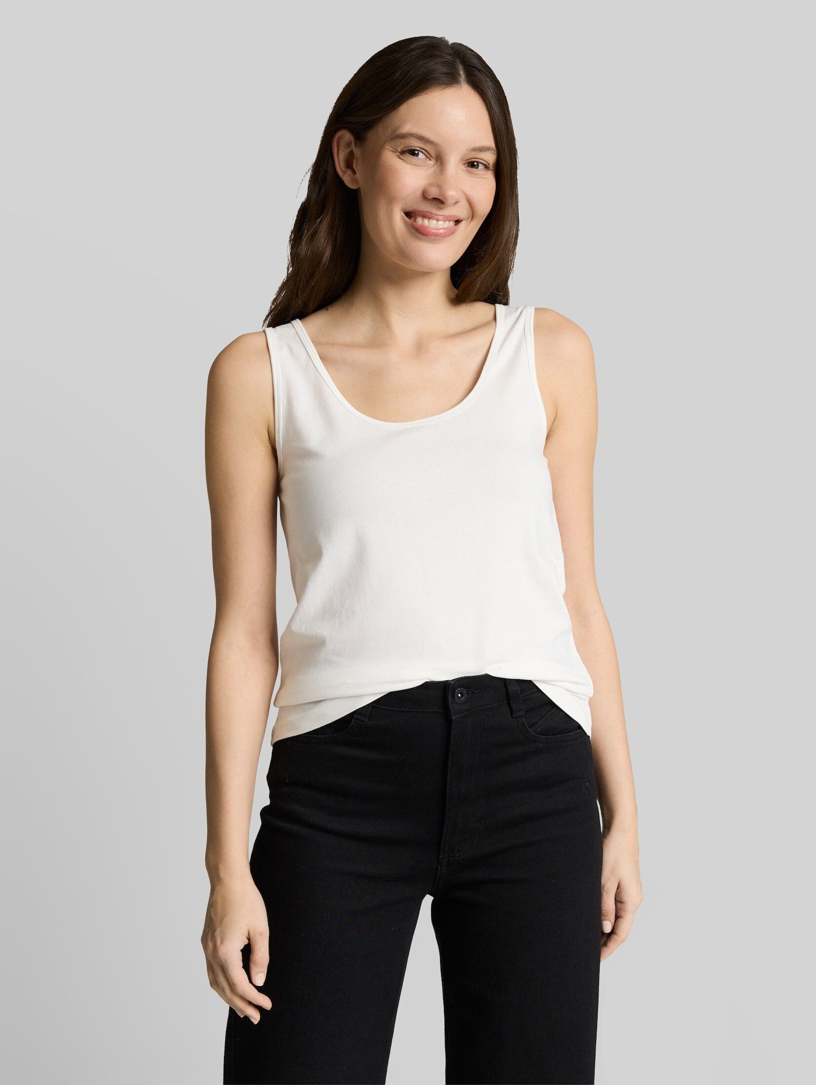 TOM TAILOR Trägertop T-Shirt (im Einserpack) Slim Fit Top mit Rundhalsausschnitt
