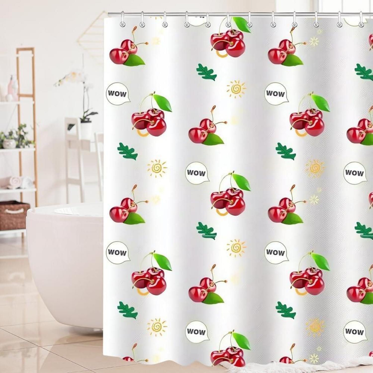 Lerores Duschvorhang Duschvorhang Kirsche 240x200cm, Antischimmel, günstig online kaufen