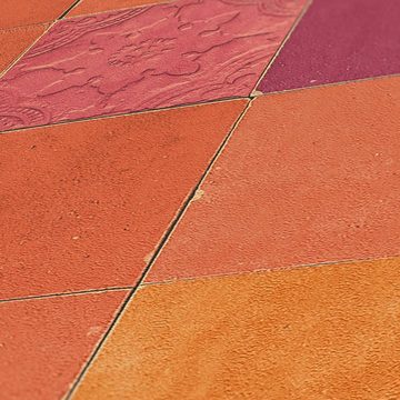Tadessi Vliestapete Tapete Fliesen Mosaik Aaran M1-No.1663, Vliestapete, Orange, Rot