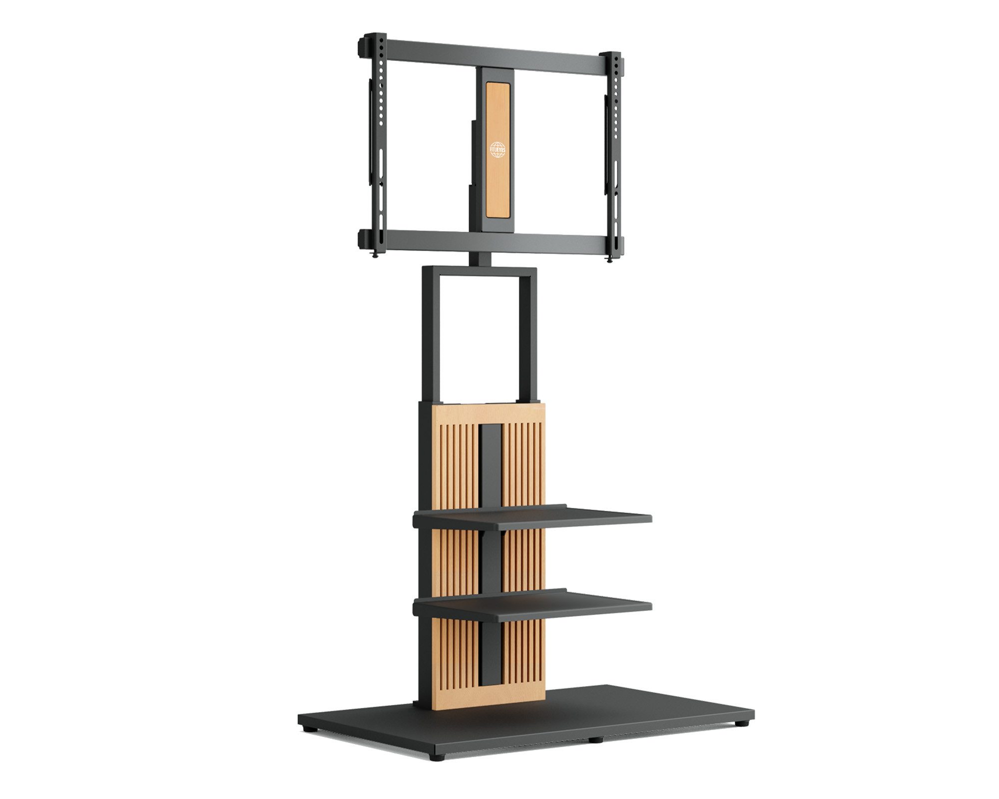 FITUEYES TV-Ständer aus Holz, mit höhenverstellbarer Ablage, ±15° schwenkbar, 55-88 Zoll, (bis 88,00 Zoll, höhenverstellbar, mit Kabelmanagement)