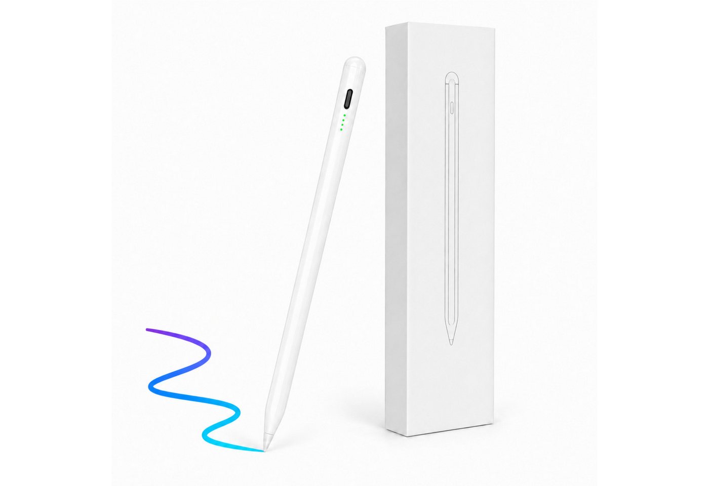 PlugUp Eingabestift Stylus Stift für Apple iPad (ab 2018-2026) Air/Pro/Mini Tablet Stift (Set, Stylus Pen inkl. 2 Ersatzspitzen) Kompatibel mit Apple iPads ab 2018: Air, Pro, Mini, 10. & 11. Gen.