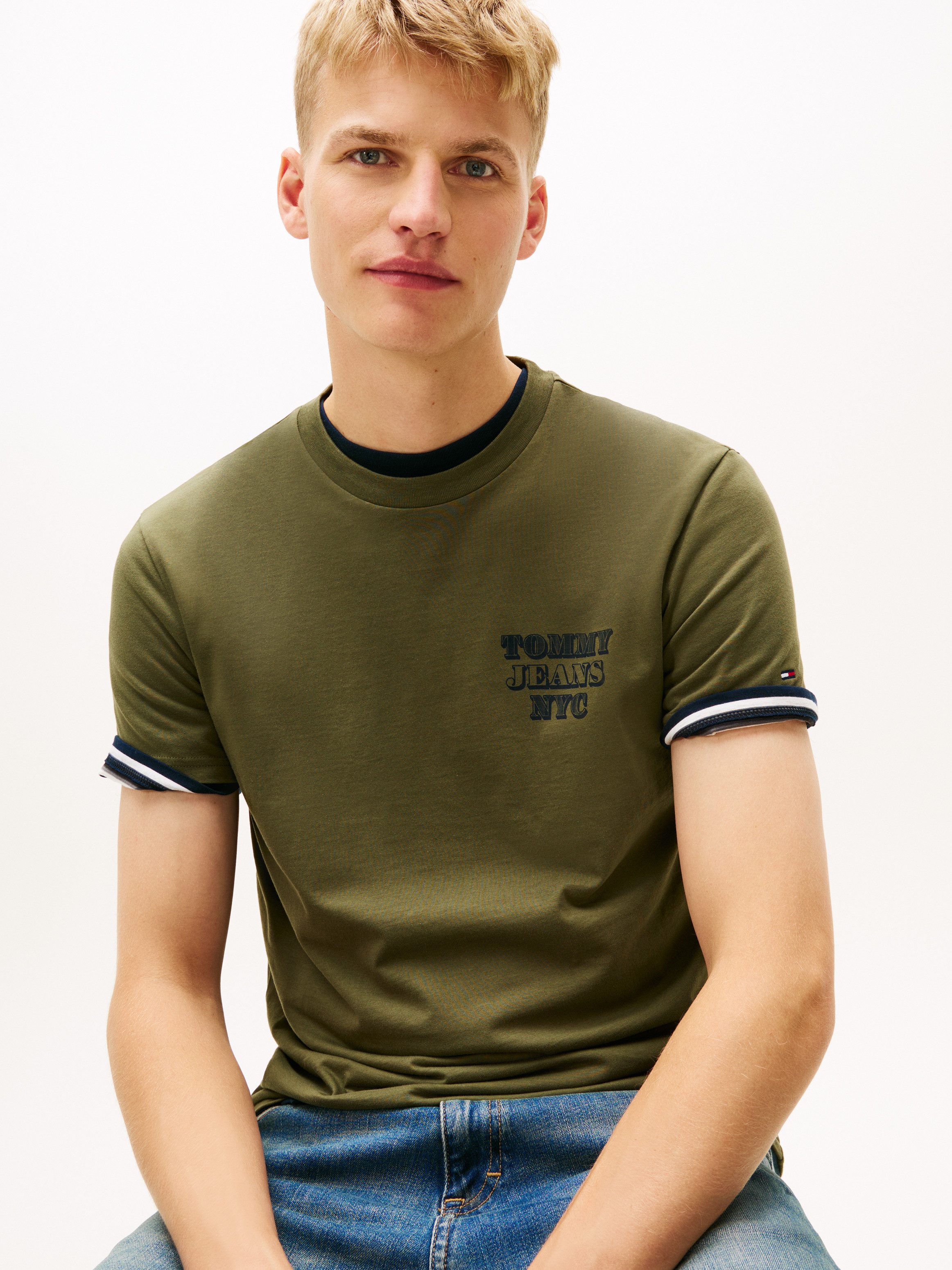 Tommy Jeans T-Shirt TJM ENTRY BILLS slim fit, Jersey, Rundhals