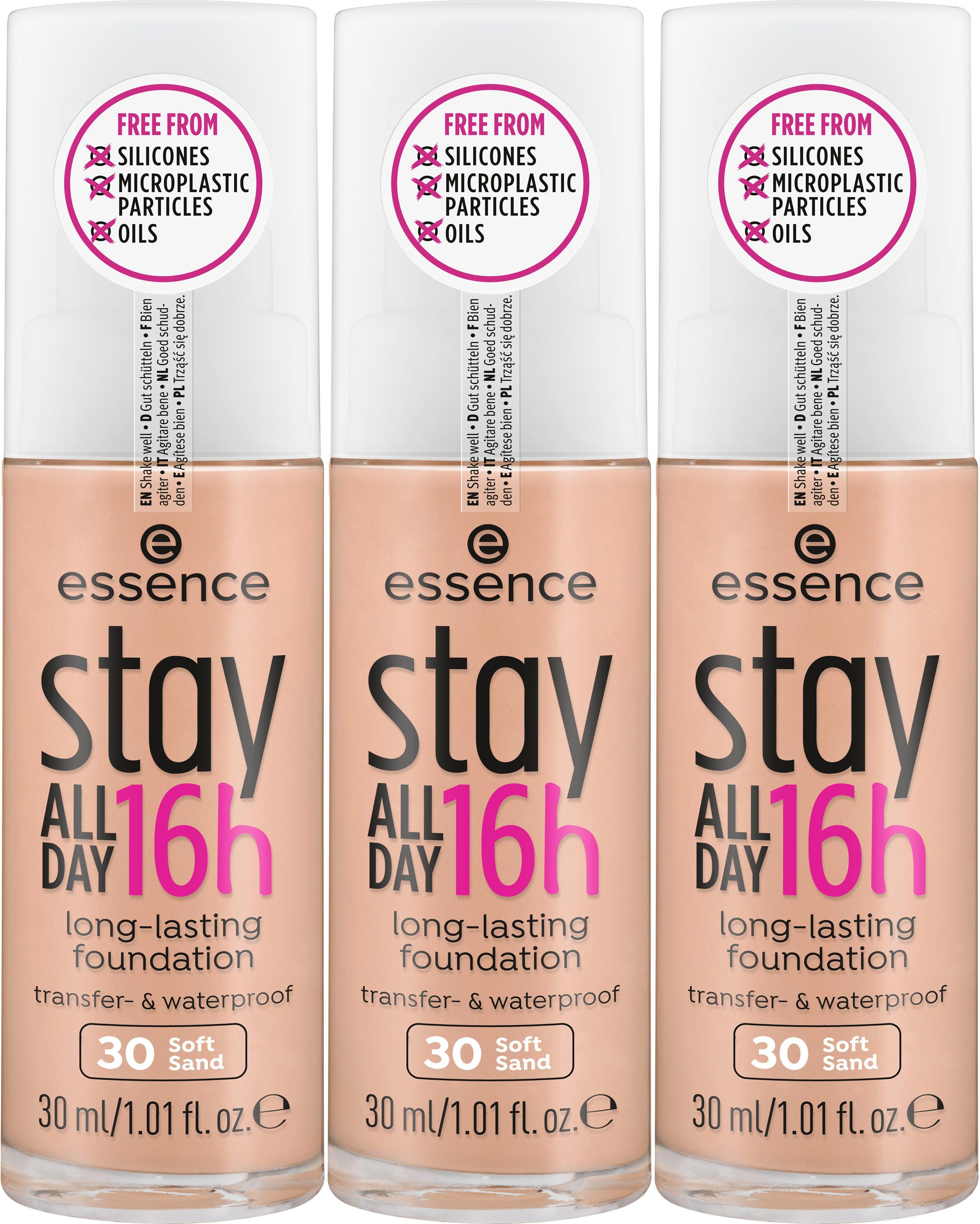 Essence Foundation stay ALL DAY 16h long-lasting, 3-tlg. Soft Sand | Foundation