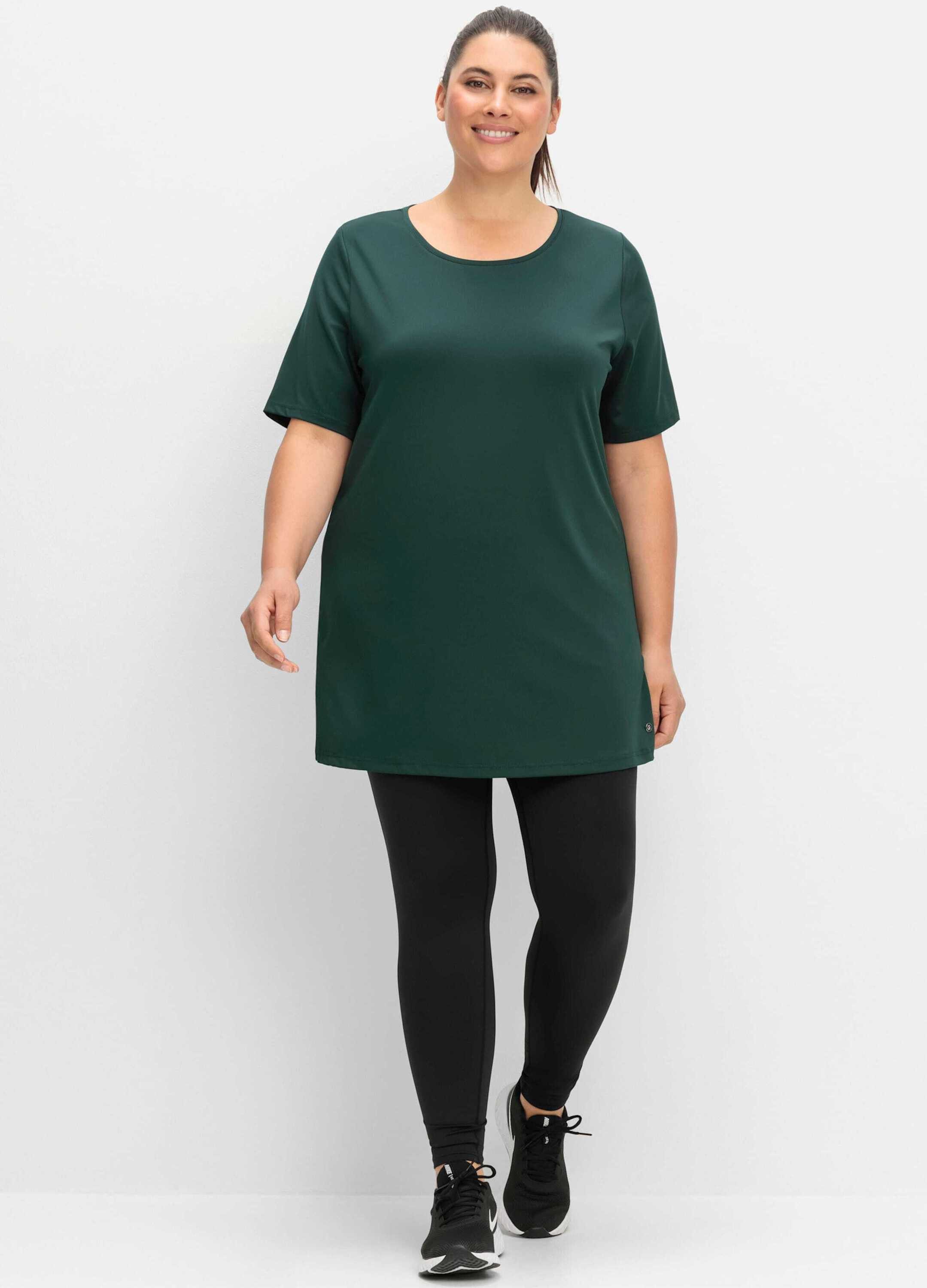 Sheego Trainingsshirt Longshirt Kurzarm