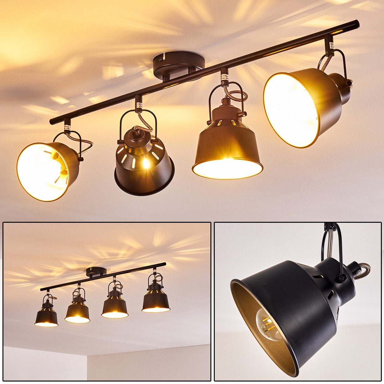 hofstein Deckenleuchte »Rimini« Deckenlampe aus Metall in Schwarz/Gold, ohn günstig online kaufen