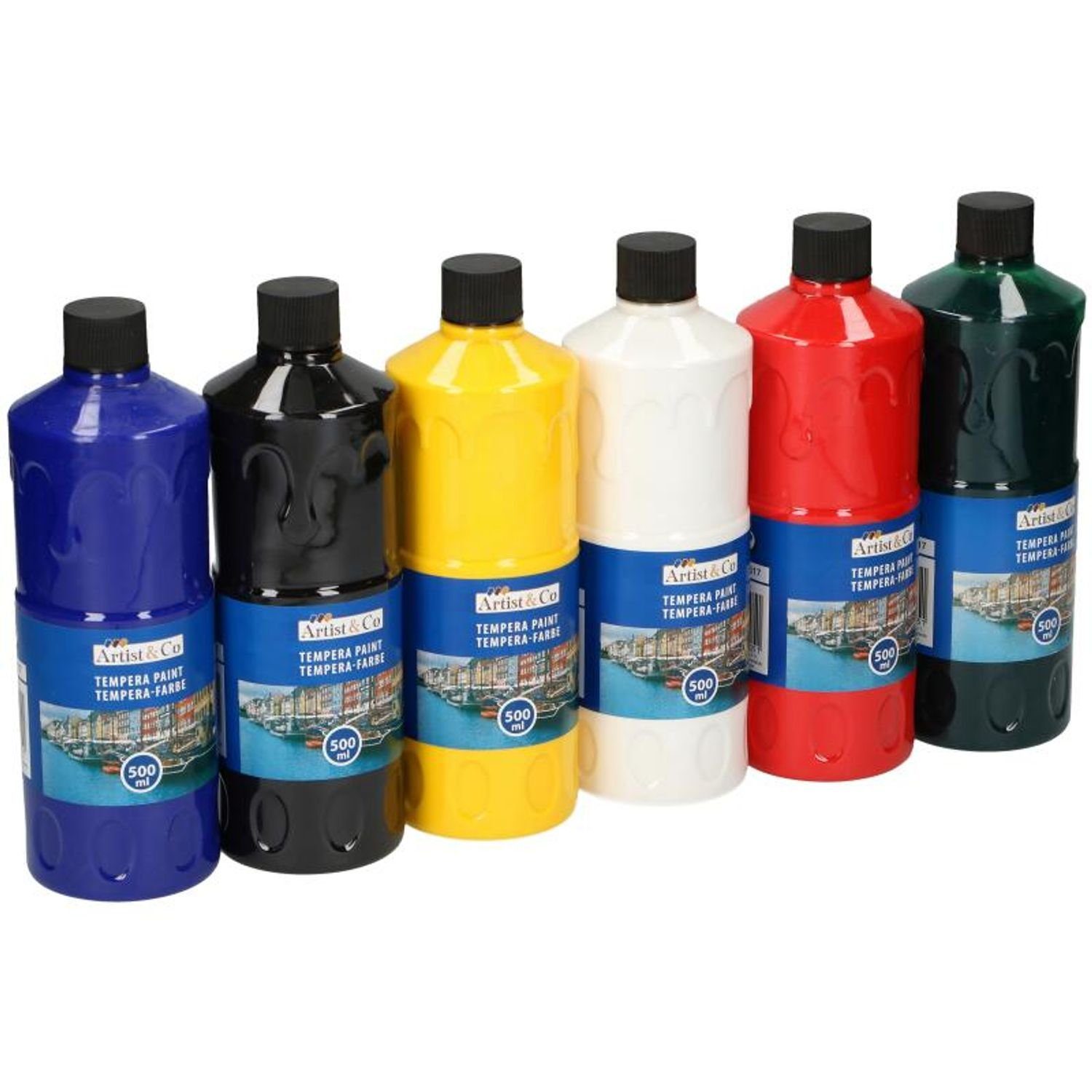 Temperafarbe 12x 500ml Tempera Farbe gut deckend malen Künstlerbedarf 6L