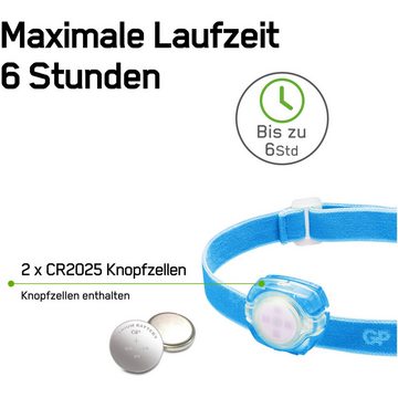 GP Batteries LED Stirnlampe Stirnlampe GP CH31 40lumen inkl. 2x CR2025 Lithium Knopfzellen Blau