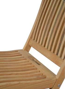 Kai Wiechmann Balkonset Exklusive Teak Sitzgruppe aus 4 Klappstühlen und 1 Klapptisch 90 cm, (3-tlg., 2 Klappstühle, 1 Esstisch), edles Set aus Teak-Gartenmöbeln mit Klappfunktion