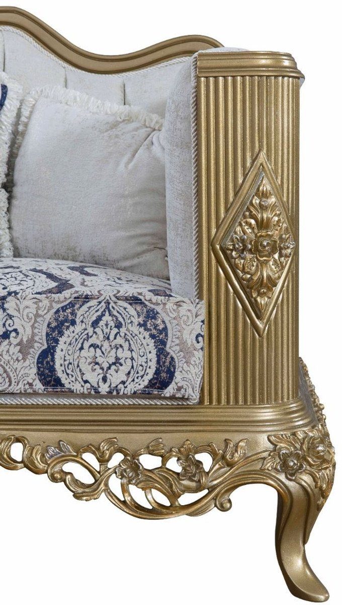 / Prunkvoll Wohnzimmer 93 H. 234 Barockstil Barock Möbel / im Casa - - x Weiß cm Edel Padrino Luxus Gold Sofa 124 & Blau Sofa x