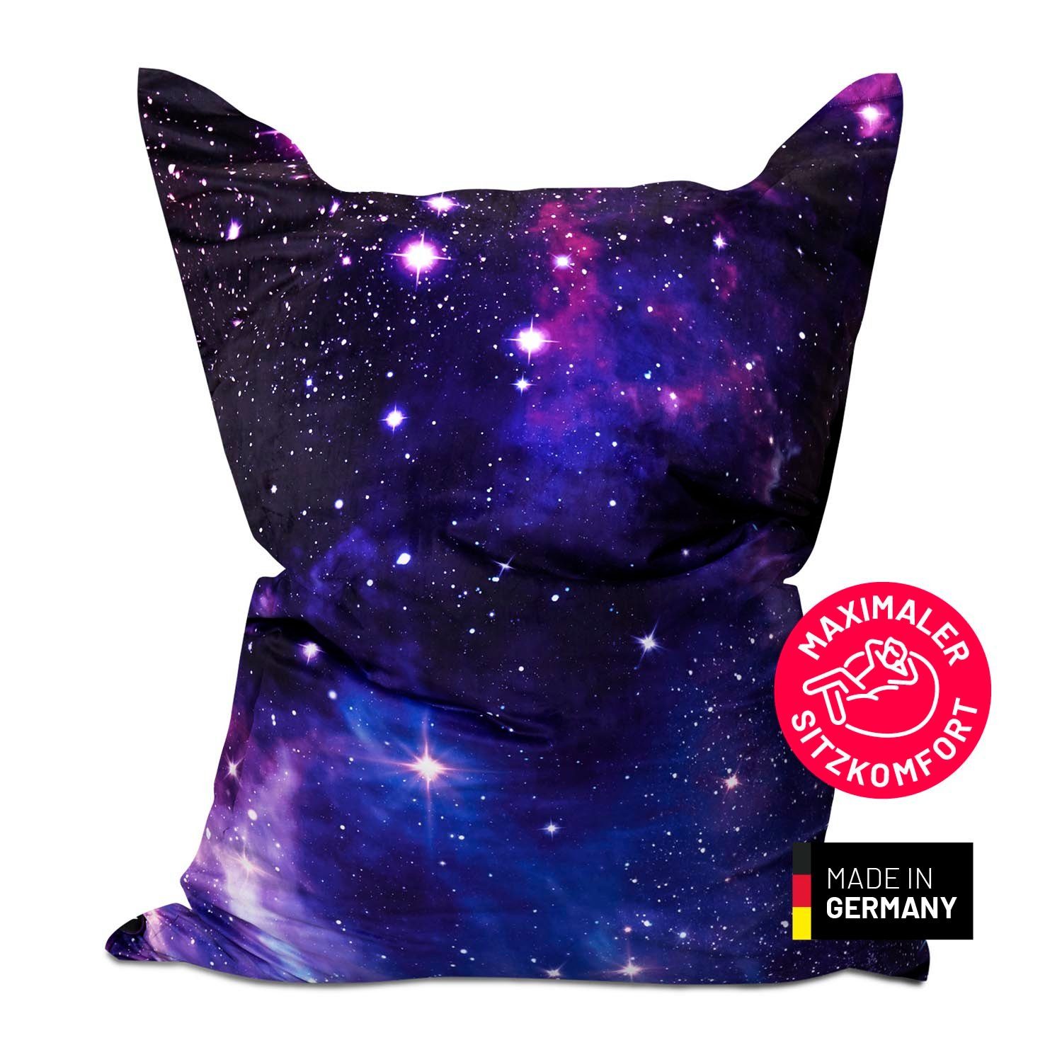 Lumaland Sitzsack XXL Bean Bag Riesen-Sitzkissen 380L 140x180cm Special Edition, In- & Outdoor wasserfest Gaming Galaxy