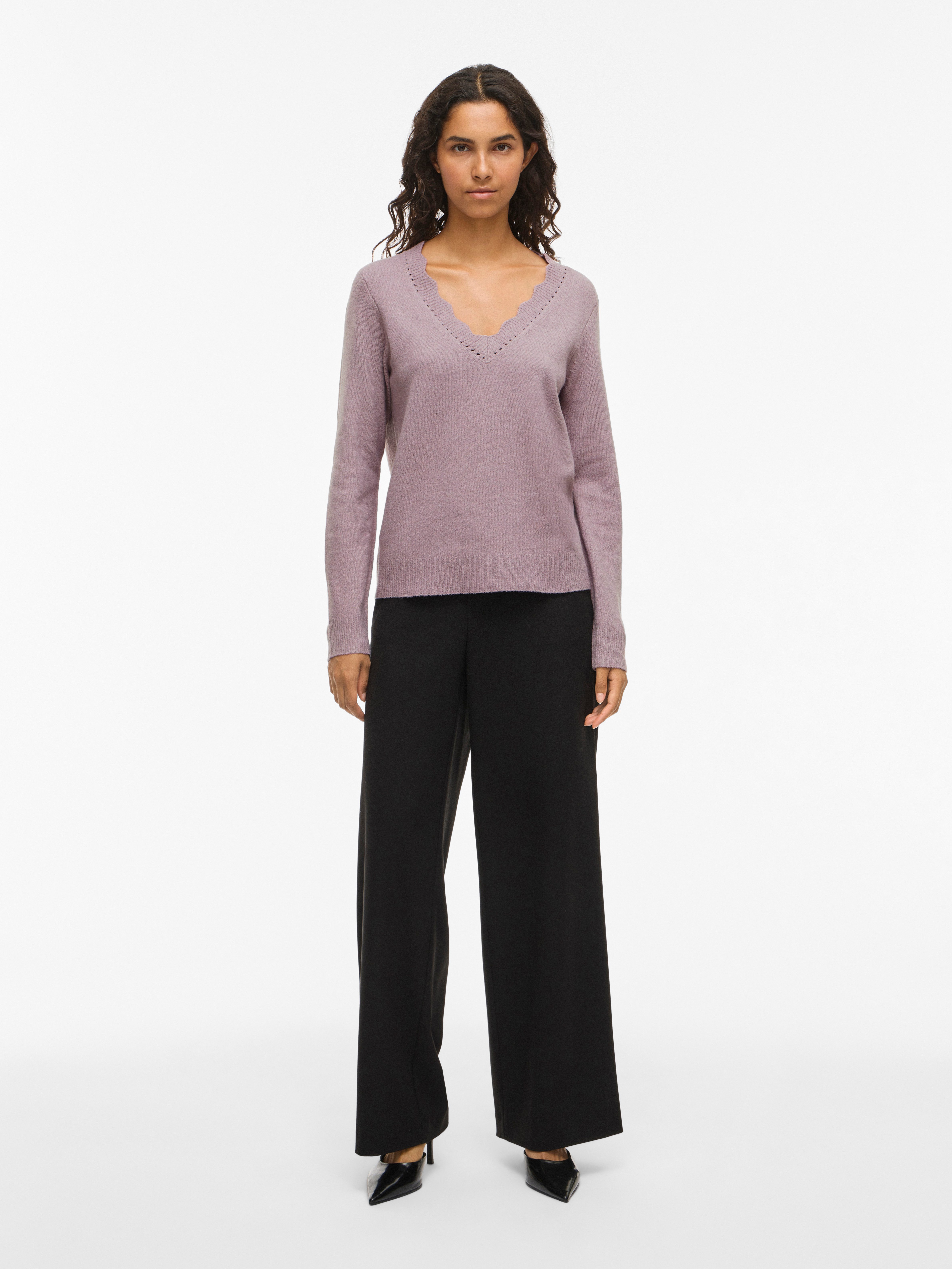 Vila V-Ausschnitt-Pullover VINIKOLINA V-NECK L/S KNIT TOP - NOOS