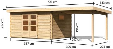 Karibu Gartenhaus Trittau 5, BxT: 706x333 cm, mit Anbaudach und Fenster