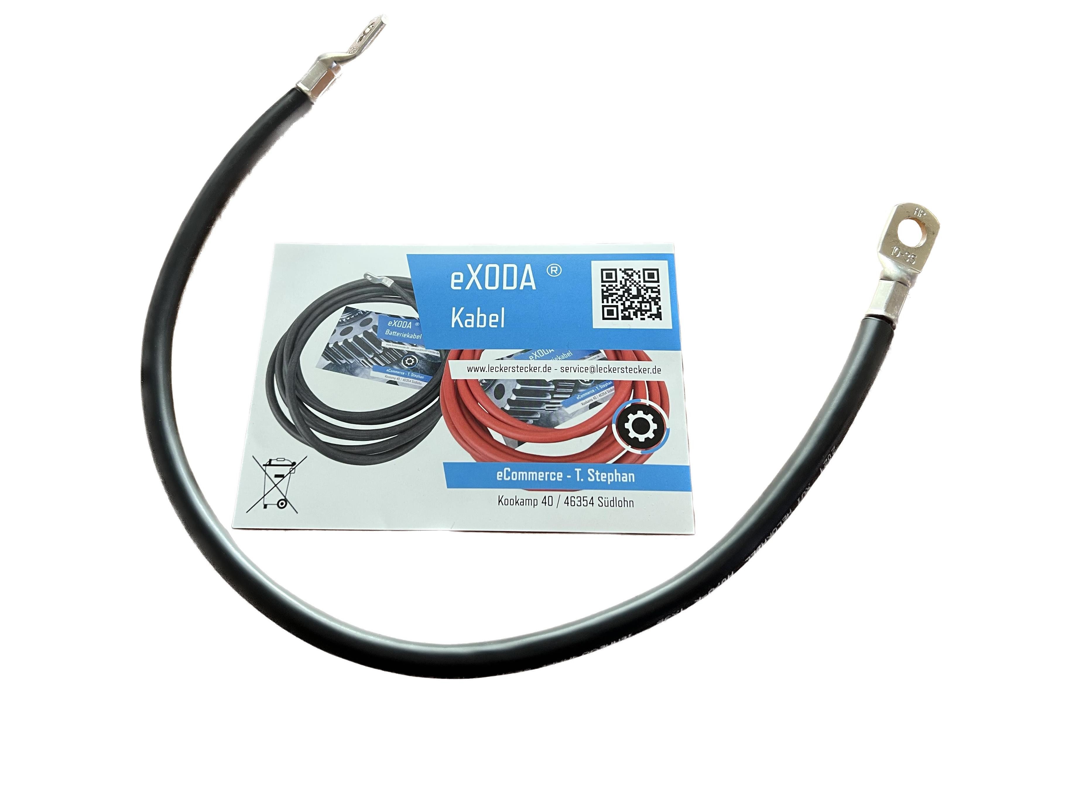 eXODA 35 mm2 M10 M10 Batteriekabel, Schwarz, (50 cm), 99% Kupfer