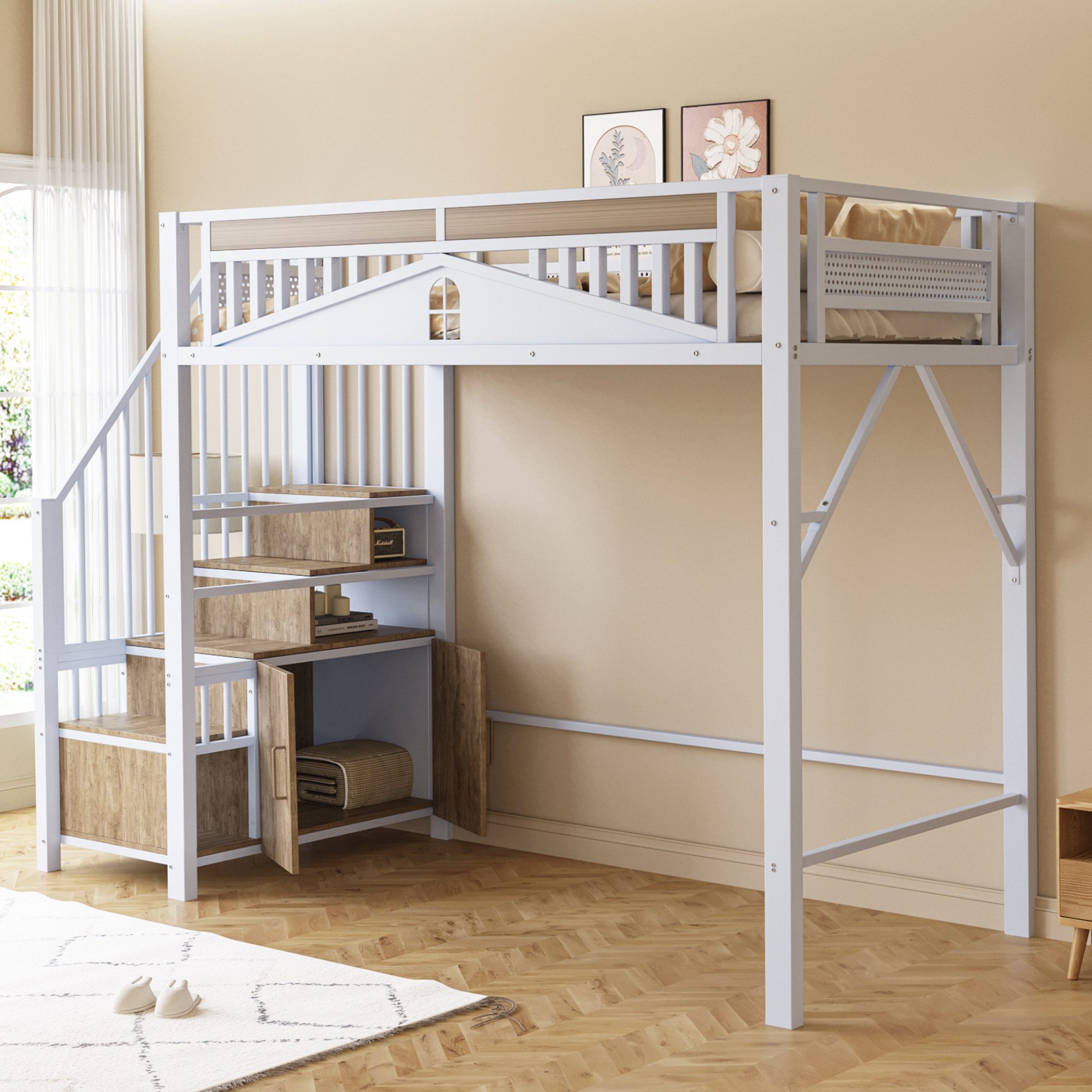 Odikalo Hochbett Jugendbett Steigleiter von links günstig online kaufen