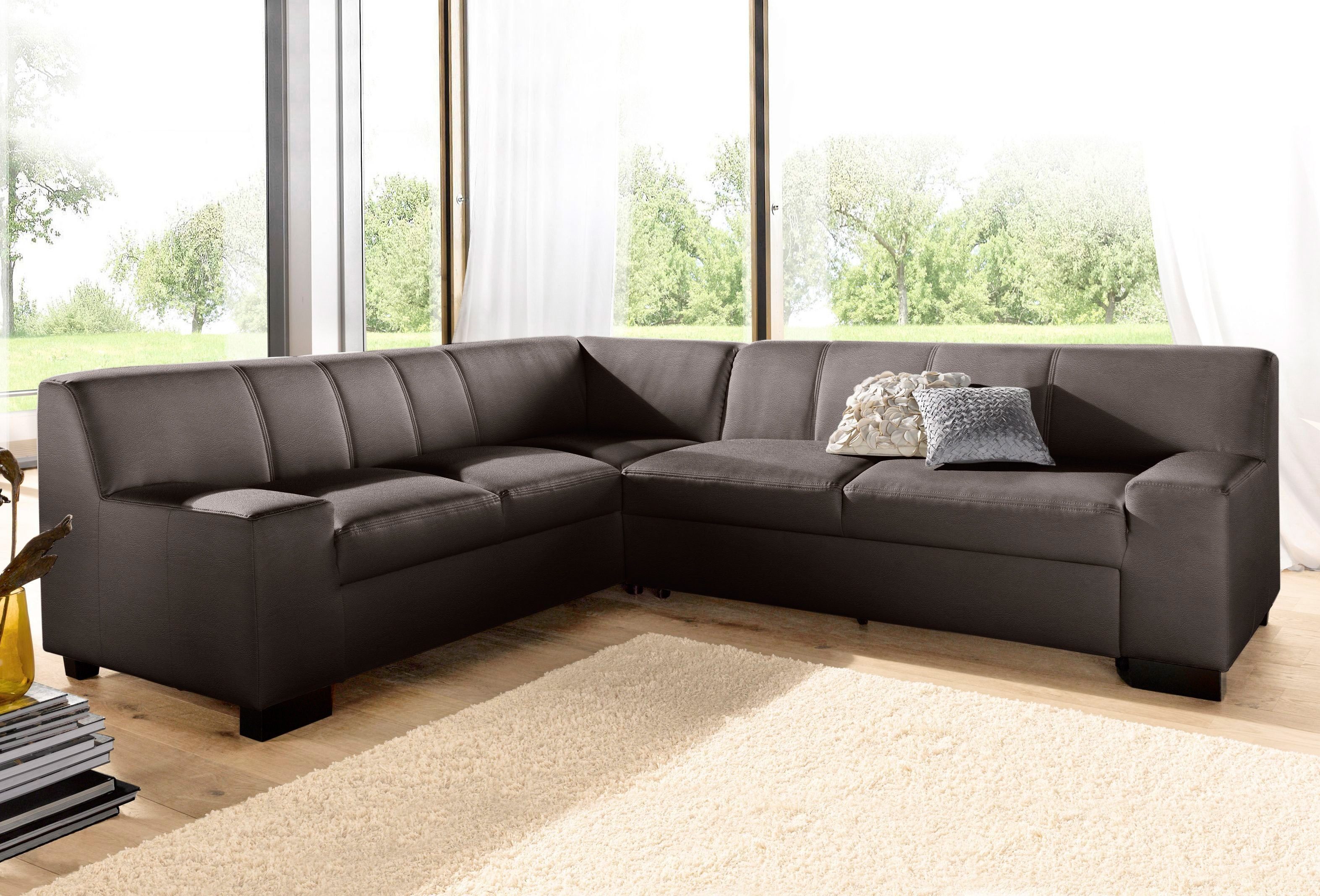 DOMO collection Ecksofa Norma, moderne Armlehnen, zeitlos und elegant, L-Form, wahlweise mit Bettfunktion