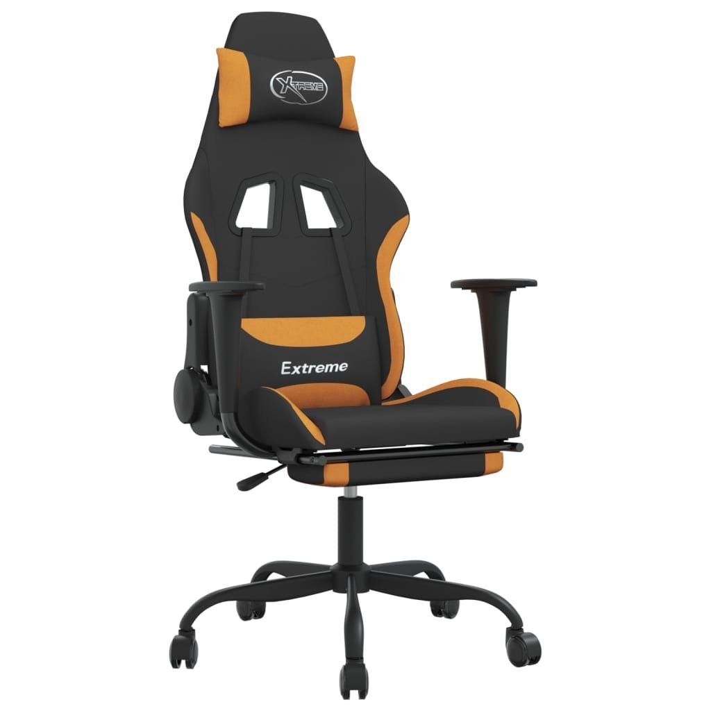 Bürostuhl Gaming-Stuhl mit Fußstütze Schwarz und Orange Stoff