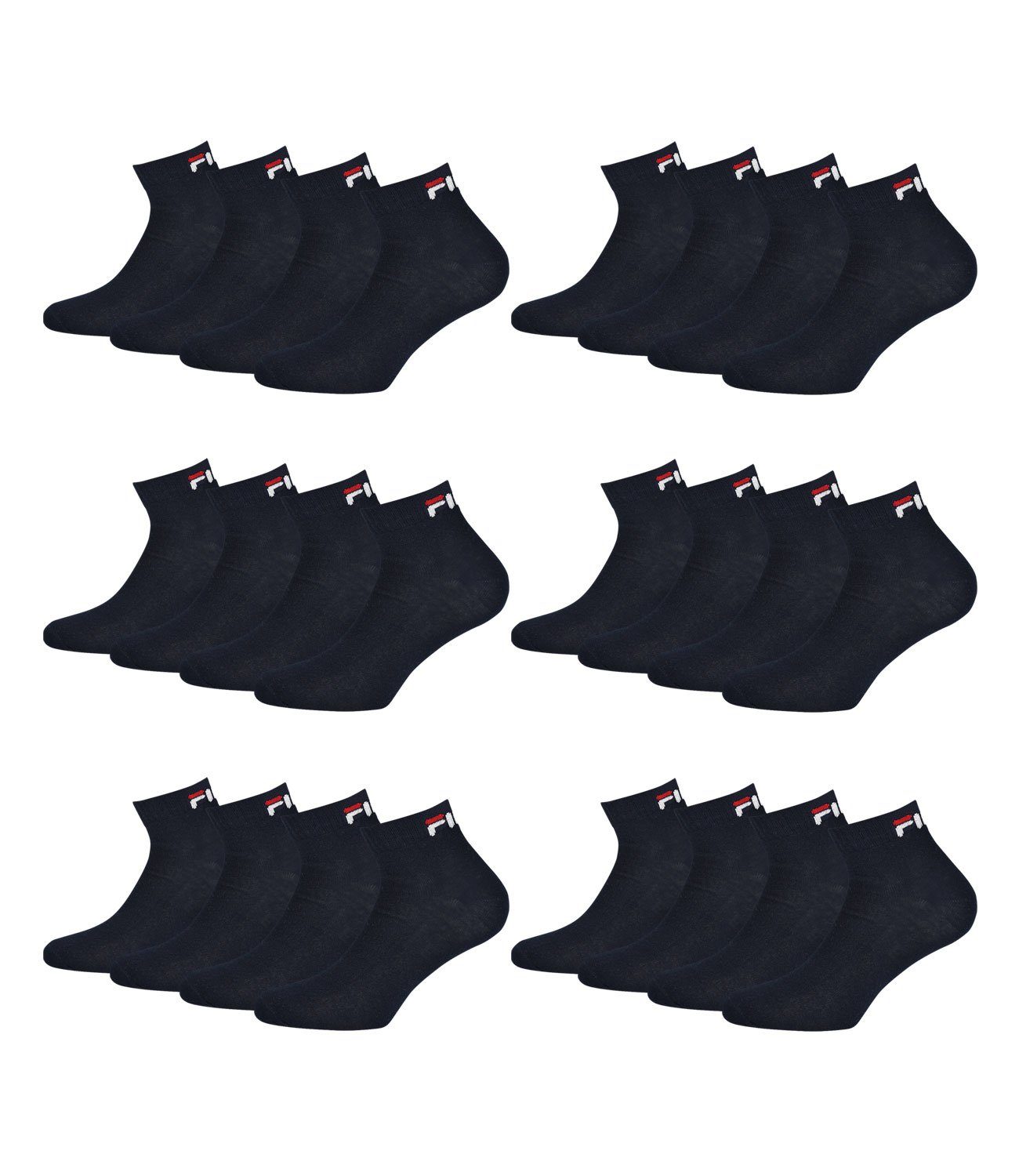Fila Sportsocken Quarter Socken (12-Paar) mit weichem Rippbündchen 321 navy