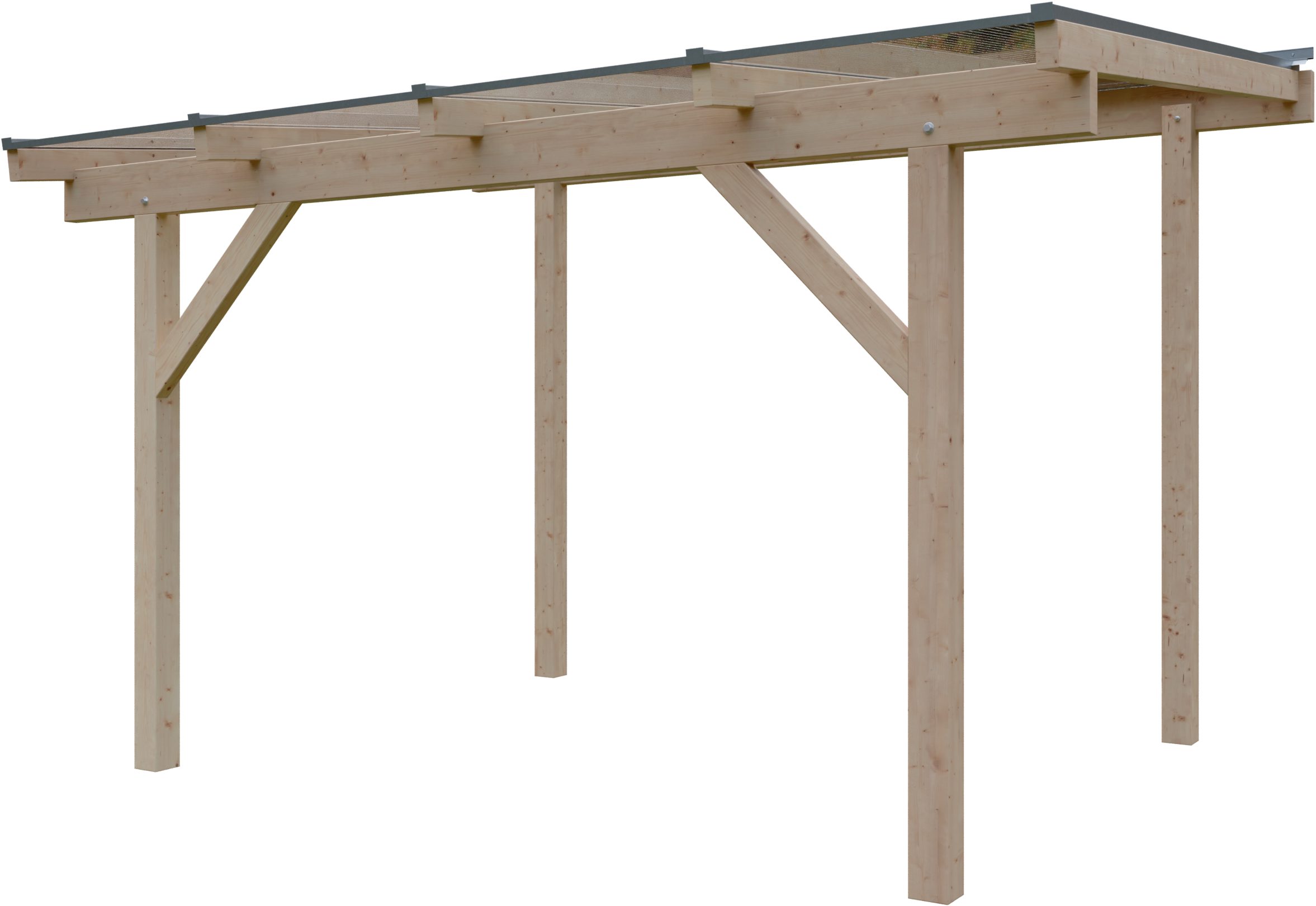 KONIFERA Terrassendach Capella, BxT: 409,2x300 cm, Bedachung Hohlkammerplatten, Bausatz aus naturbel. Leimholz mit lichtdurchl. Polycarbonat-Pultdach