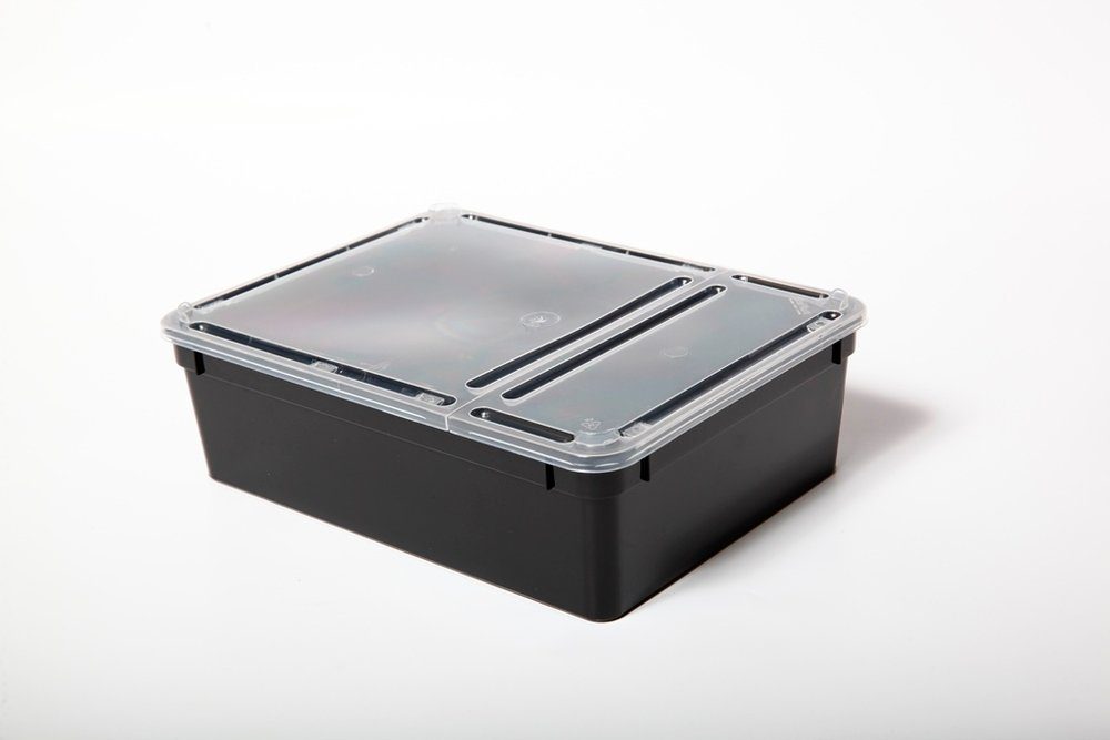 Terrarium Kunststoffbox schwarz, groß (24x18x7,5 cm) Deckel transparent