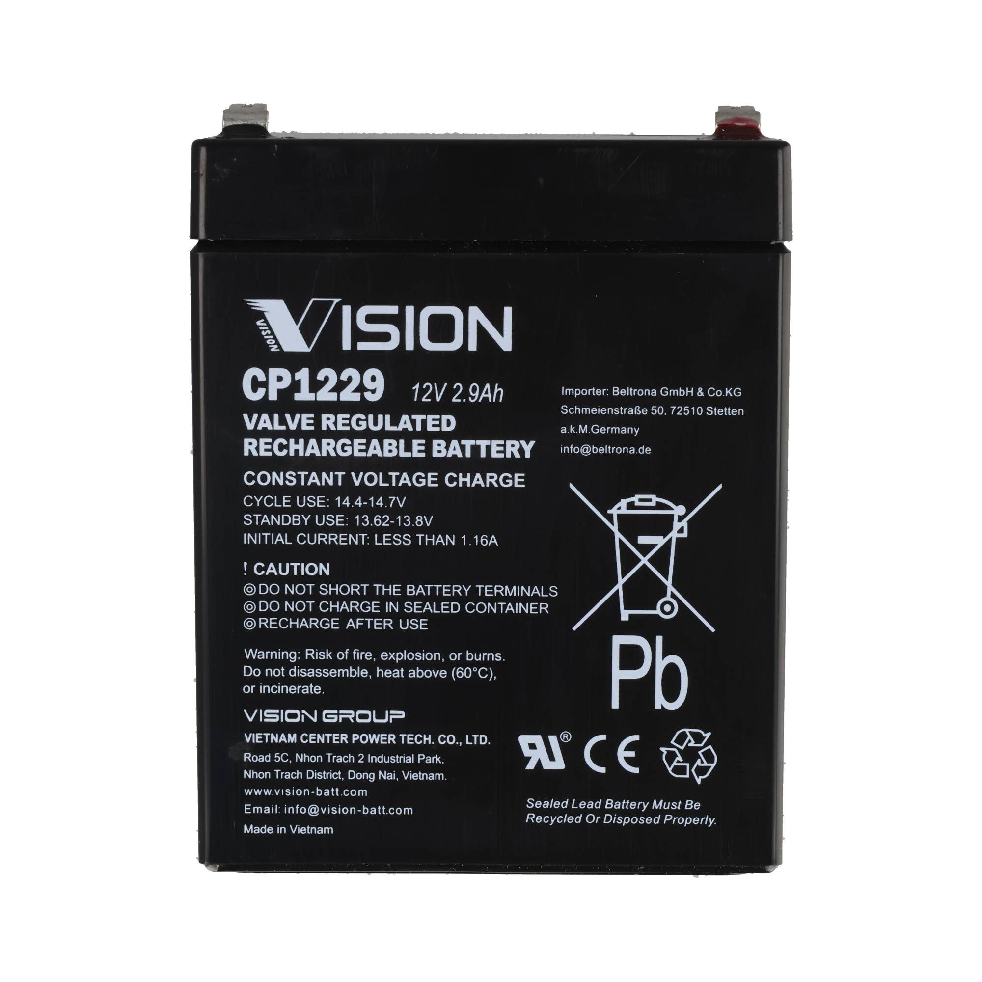 Vision Vision Blei Akku CP1229 12.0V 2.9Ah Akku 2900 mAh (12,0 V)