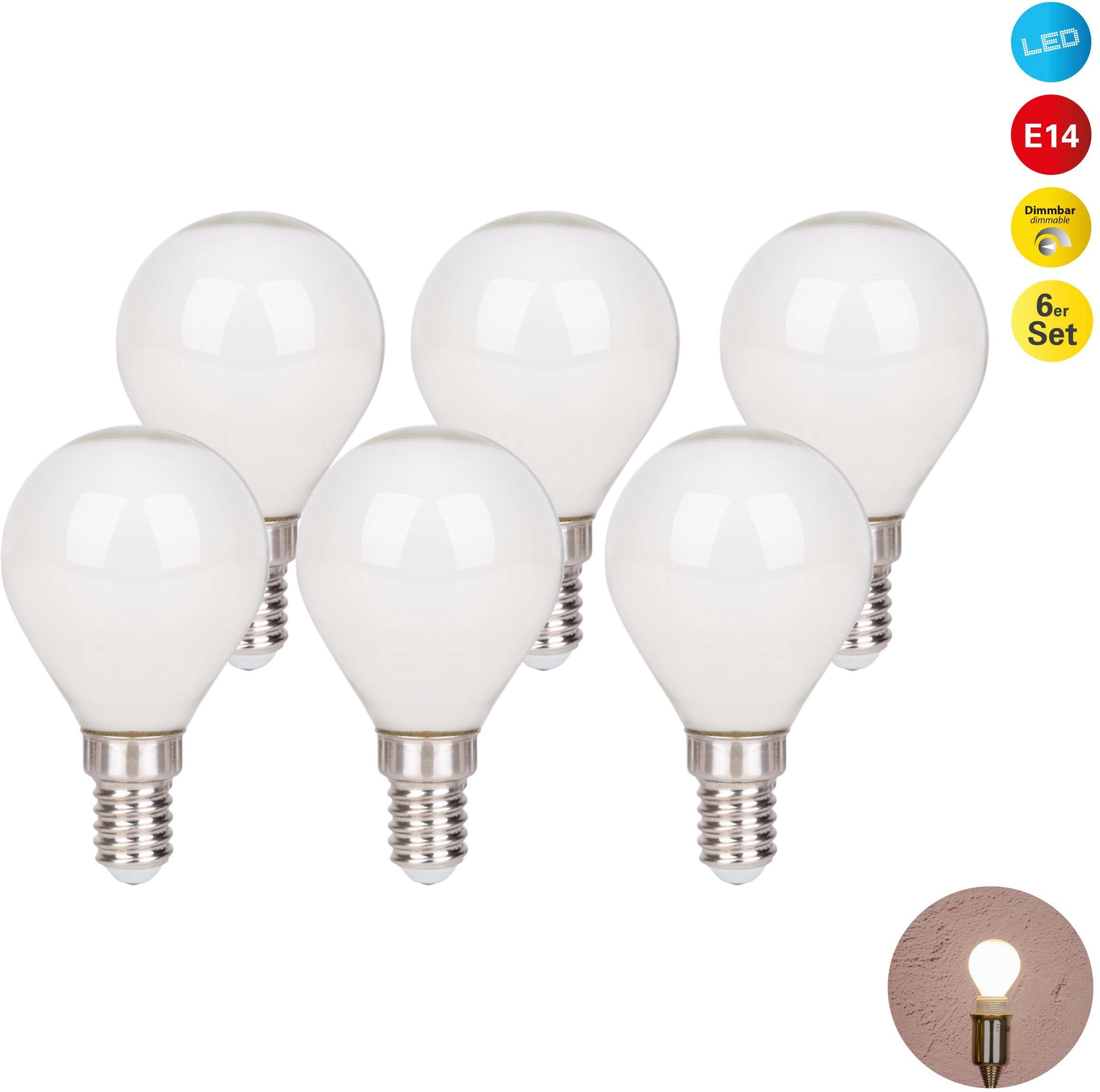 näve LED-Leuchtmittel Daffy, E14, 6 St., Warmweiß, 6er Set