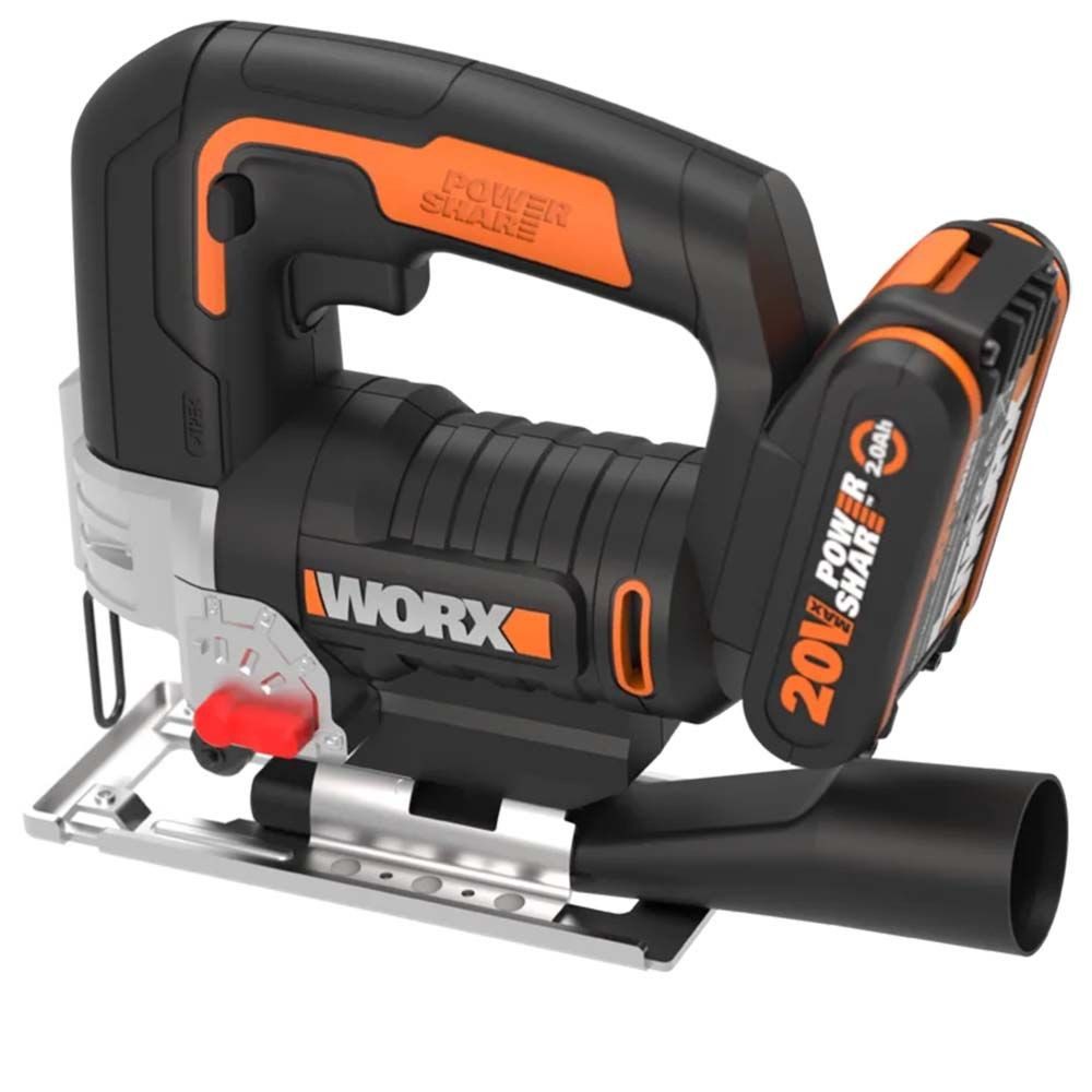 Worx Handkreissäge Worx Akku-Stichsäge WX543 mit Akku 20V/2,0Ah, Ladegerät und Koffer
