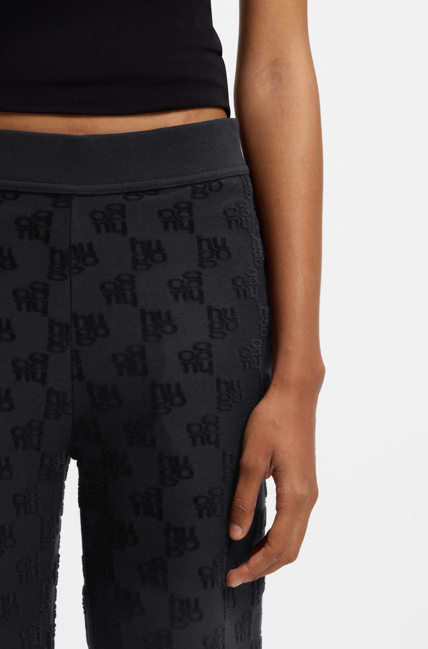 HUGO Jogginghose TERRYMONOGRAM aus Baumwoll-Mix mit Allover-Logo-Muster, elatstischer Bund
