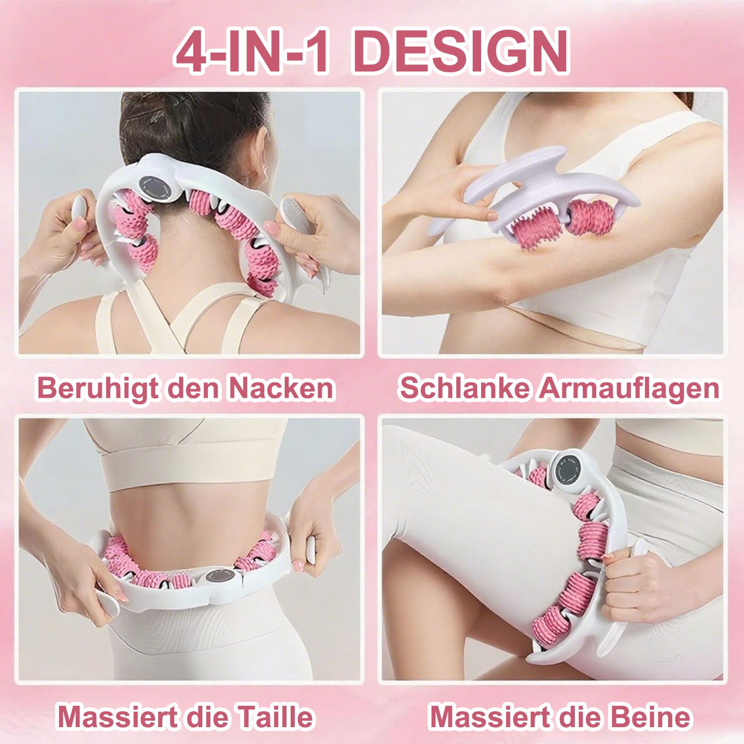 SURFOU Massagerolle Cellulite mit Rollen zur Reduzierung von Cellulite und Flüssigkeiten (Massageköpfe Faszienmassagegerät), für Beine Glutee Arme und Bauch abnehmbar