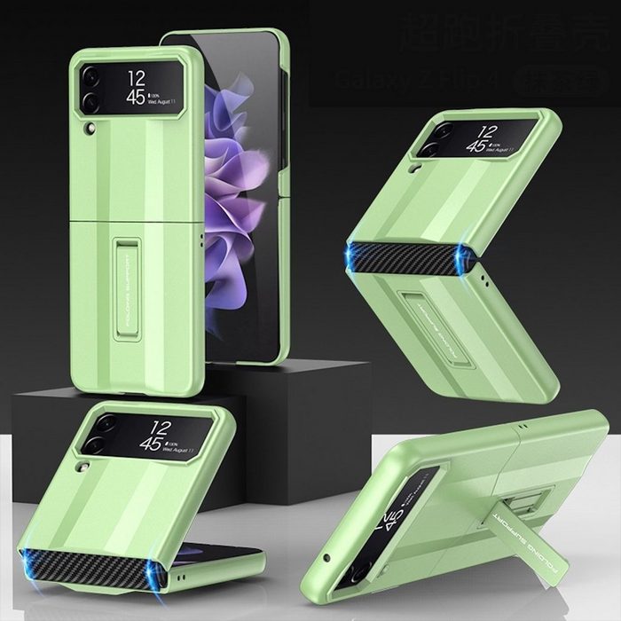Wigento Handyhülle Für Samsung Galaxy Z Flip4 5G All-Inclusive Kunststoff Silikon Cover Handy Tasche Hülle Etuis H-Grün