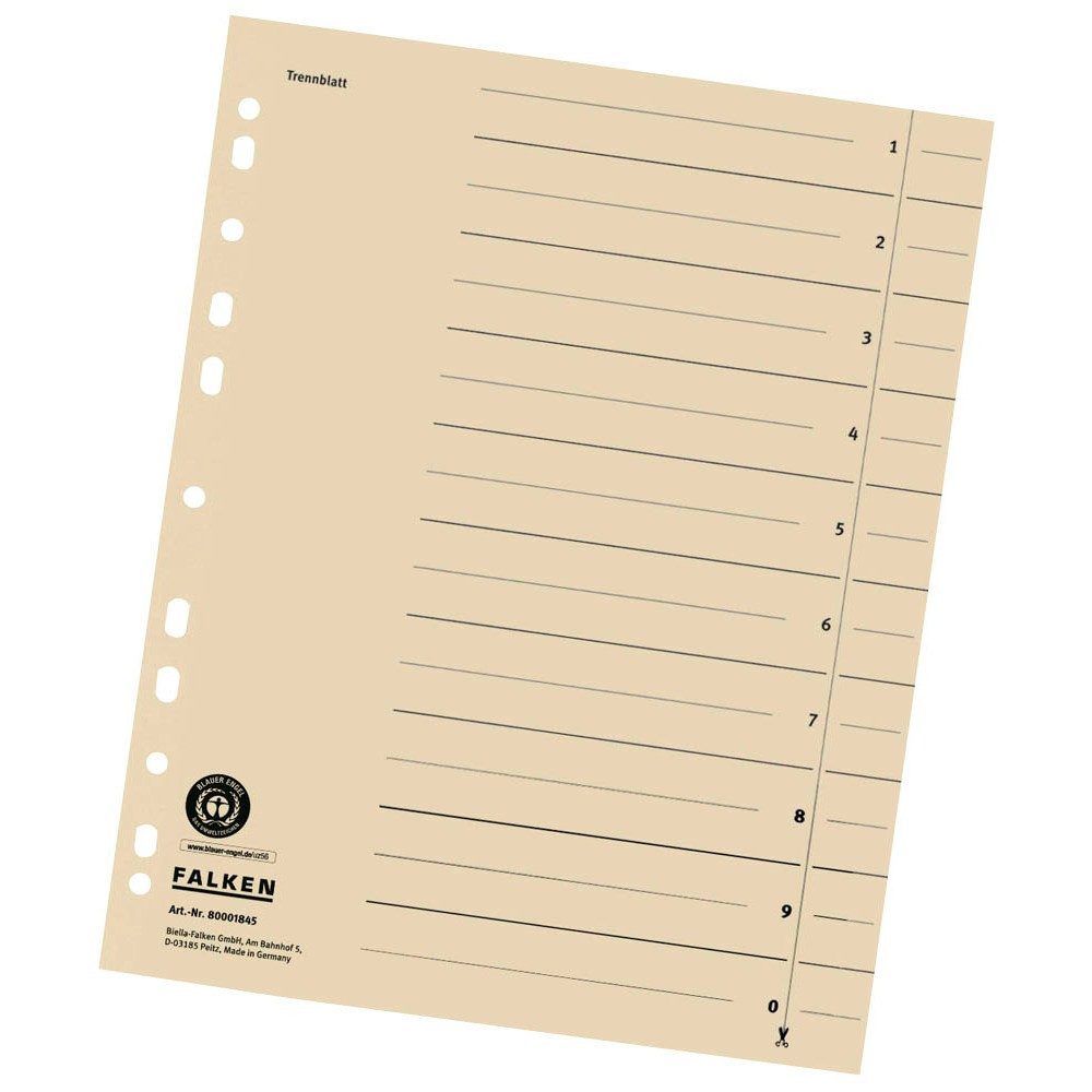 Falken Abheftstreifen FALKEN 80001845 Trennblatt,180 G,100St.chamois
